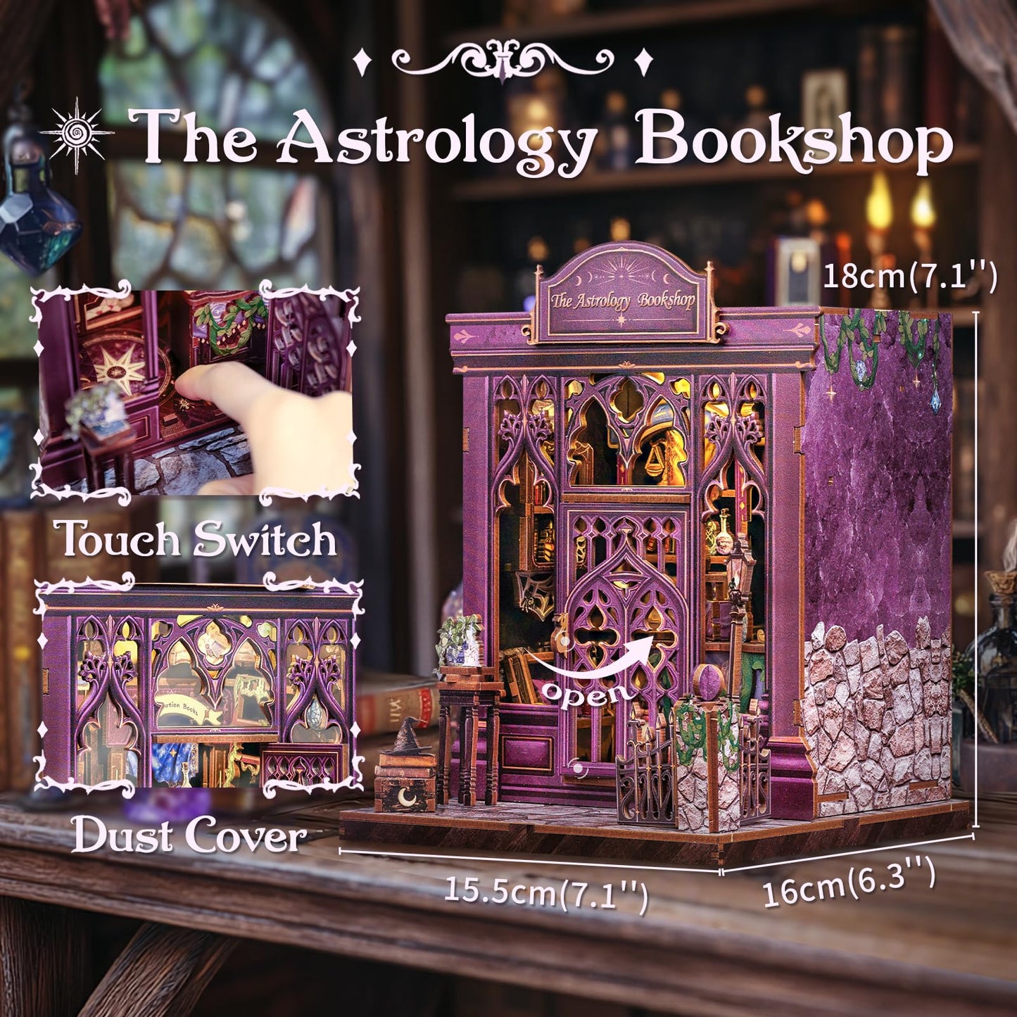 CUTEBEE Book Nook Kit – Astrology Bookshop DIY Miniature House for Adults & Teens