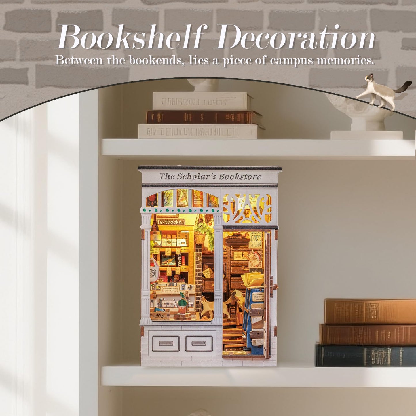 CUTEBEE Book Nook Kit – DIY Miniature Library House for Adults & Teens (3D Puzzle)