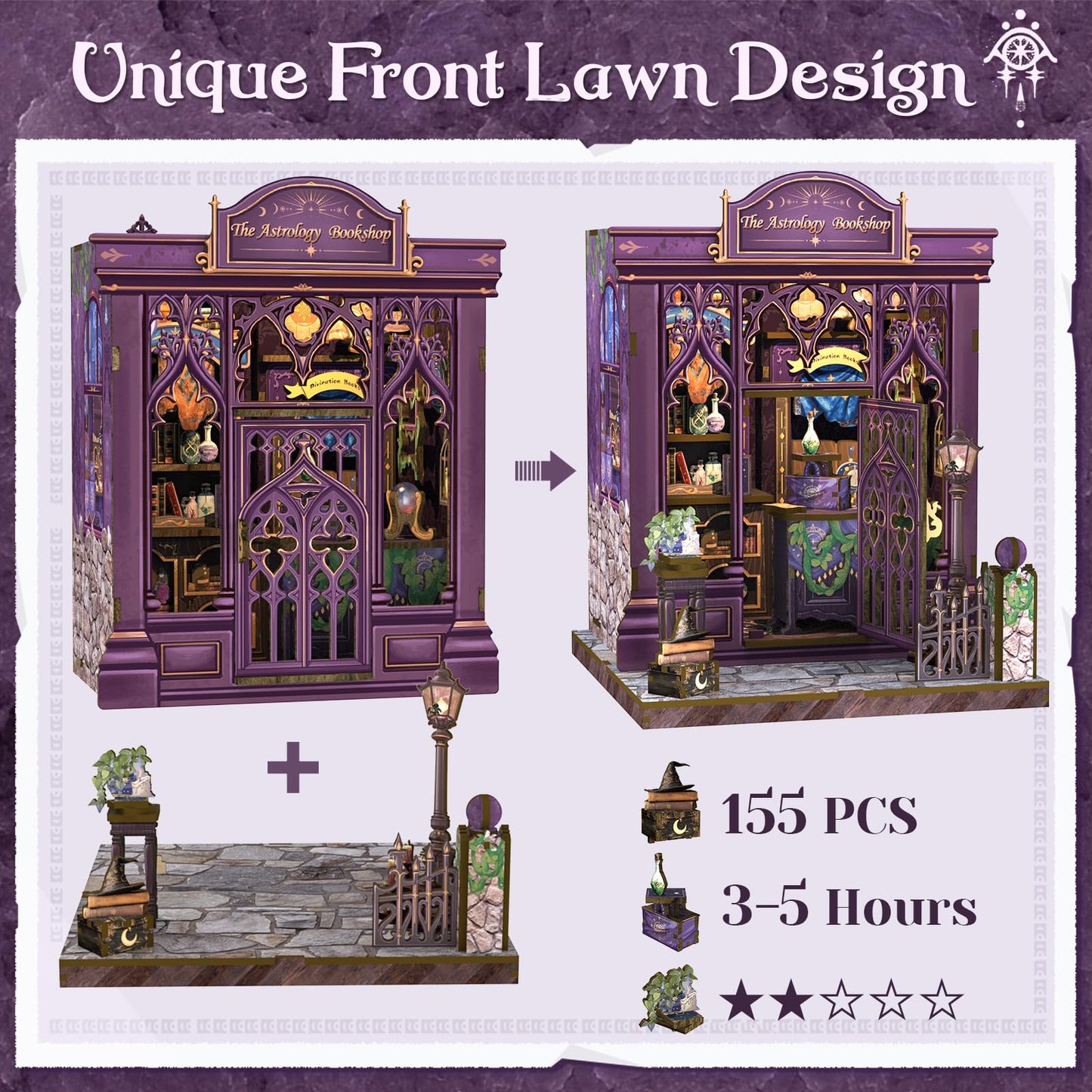 CUTEBEE Book Nook Kit – Astrology Bookshop DIY Miniature House for Adults & Teens