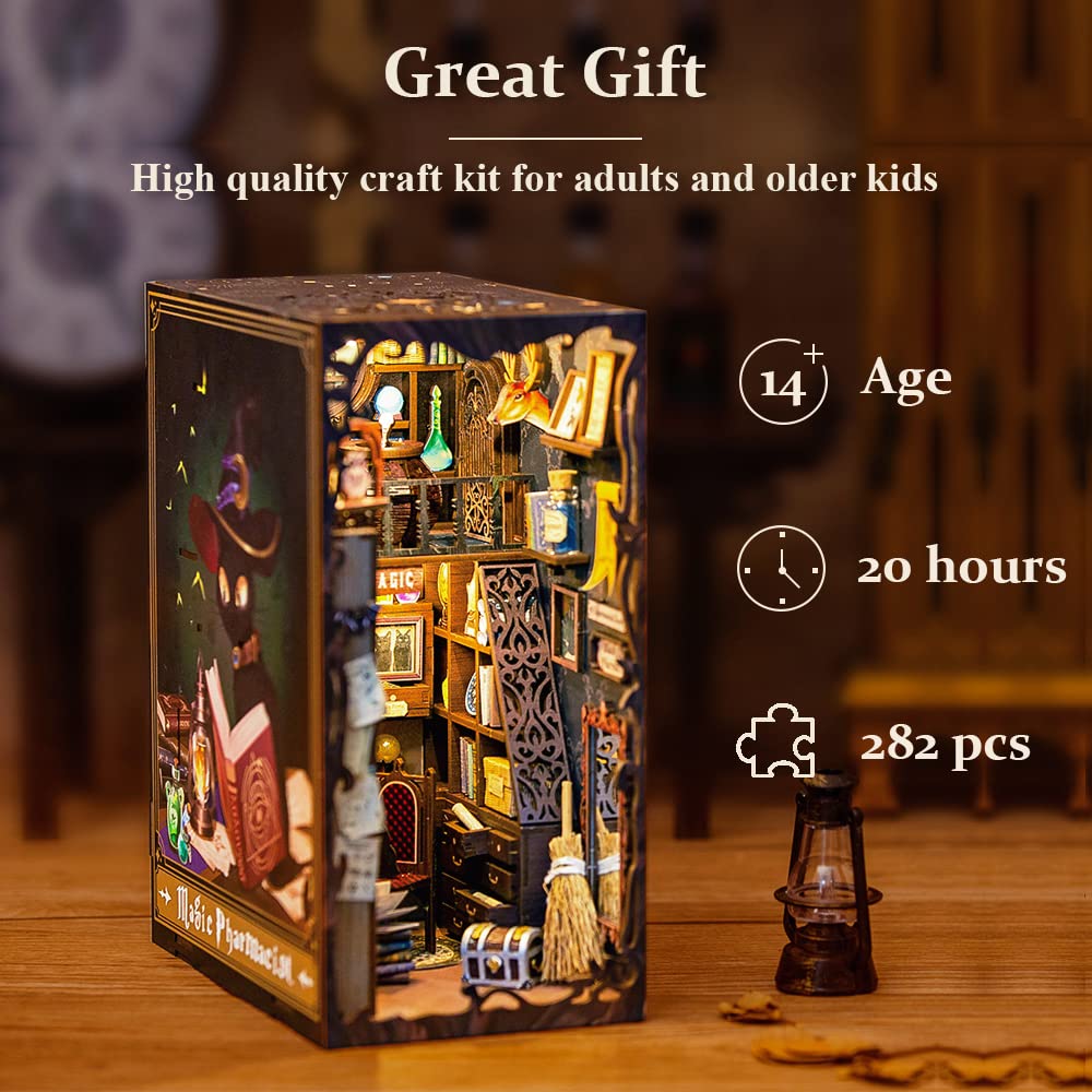 CUTEBEE Book Nook Kit – DIY Miniature House Kit for Adults & Teens | 3D Wooden Puzzle & Shelf Decor