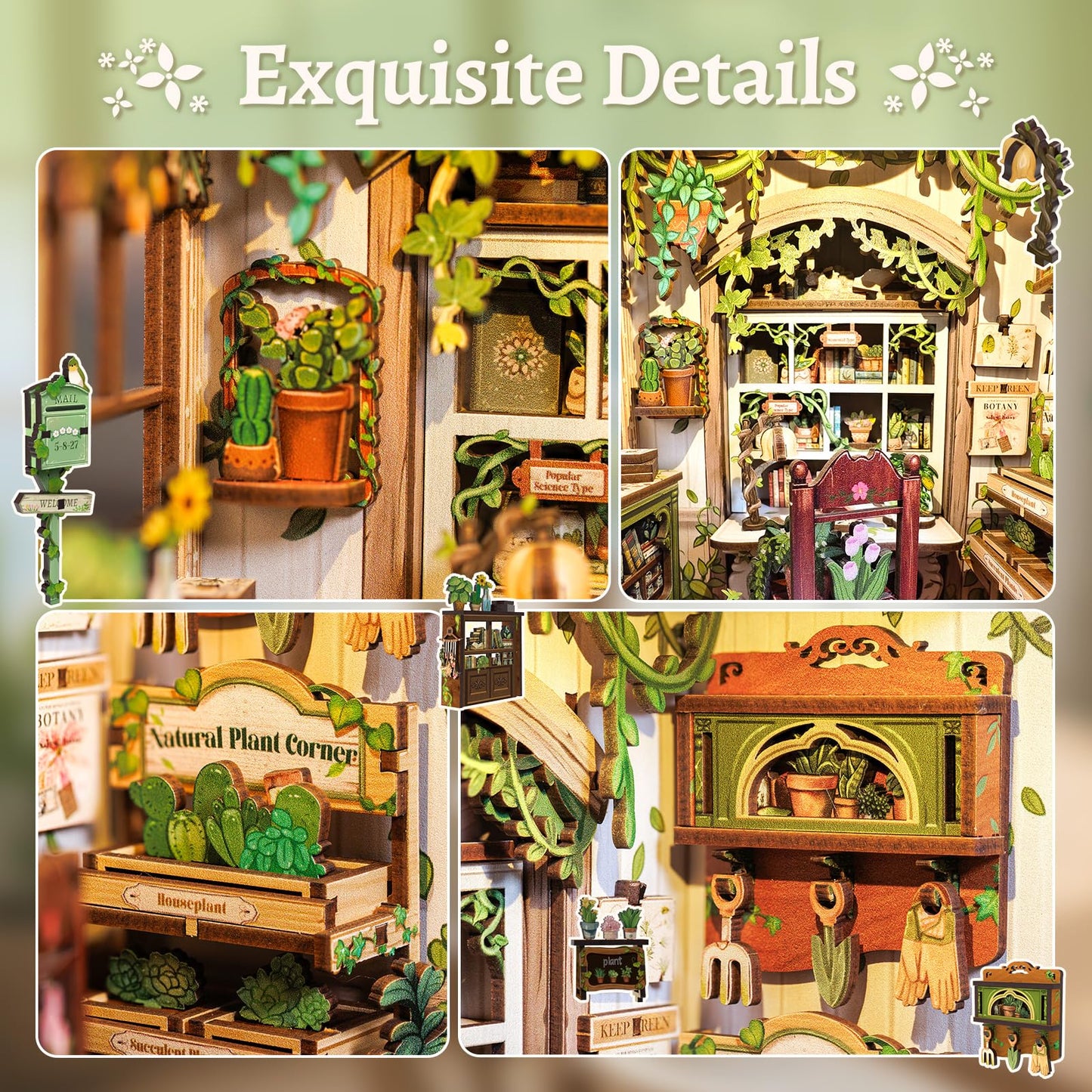 CUTEBEE Book Nook Kit — DIY Miniature Dollhouse for Adults & Teens | Green Life Bookshop