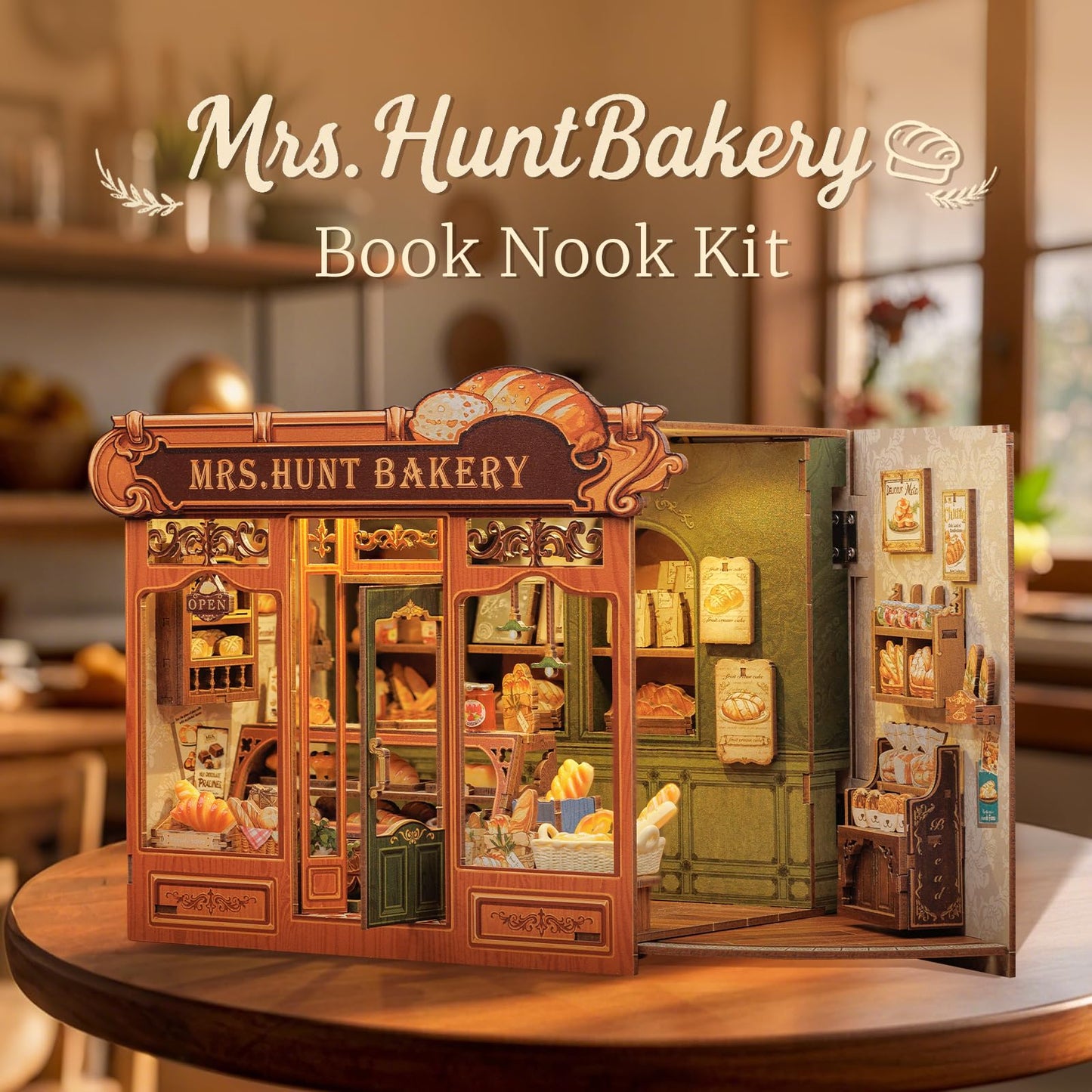 CUTEBEE Book Nook Kit: Mrs.Hunt Bakery DIY Miniature Dollhouse on Your Bookshelf