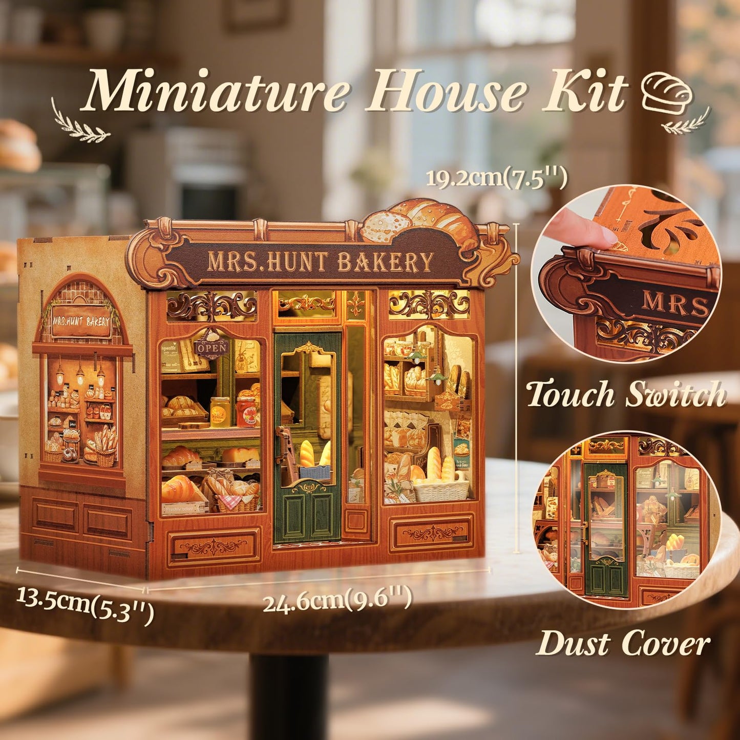 CUTEBEE Book Nook Kit: Mrs.Hunt Bakery DIY Miniature Dollhouse on Your Bookshelf