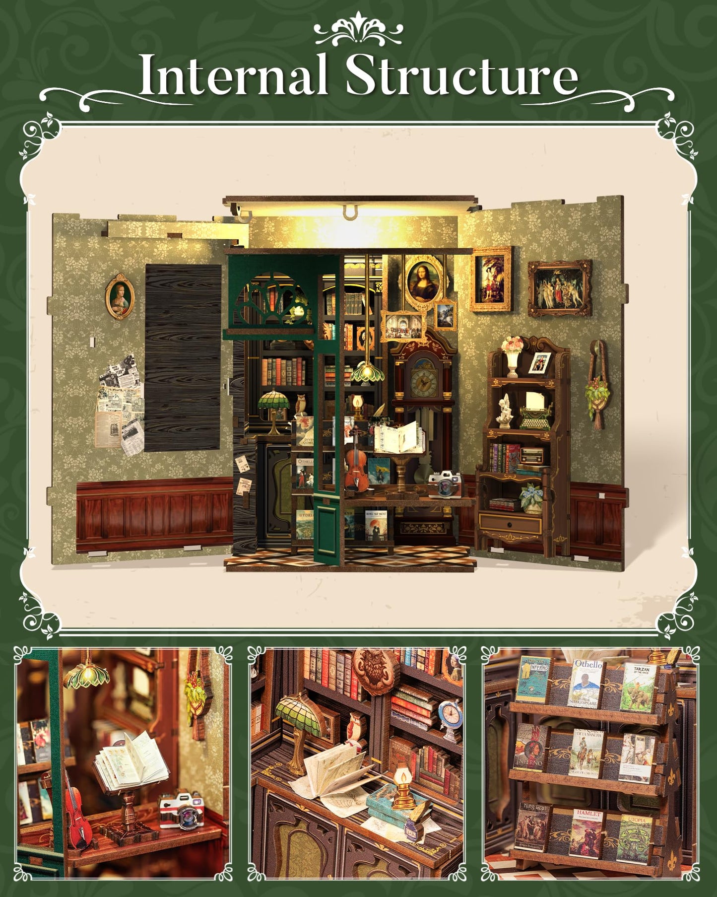 CUTEBEE Book Nook Kit – DIY Owl Bookstore Miniature for Beginners | Desk Decor