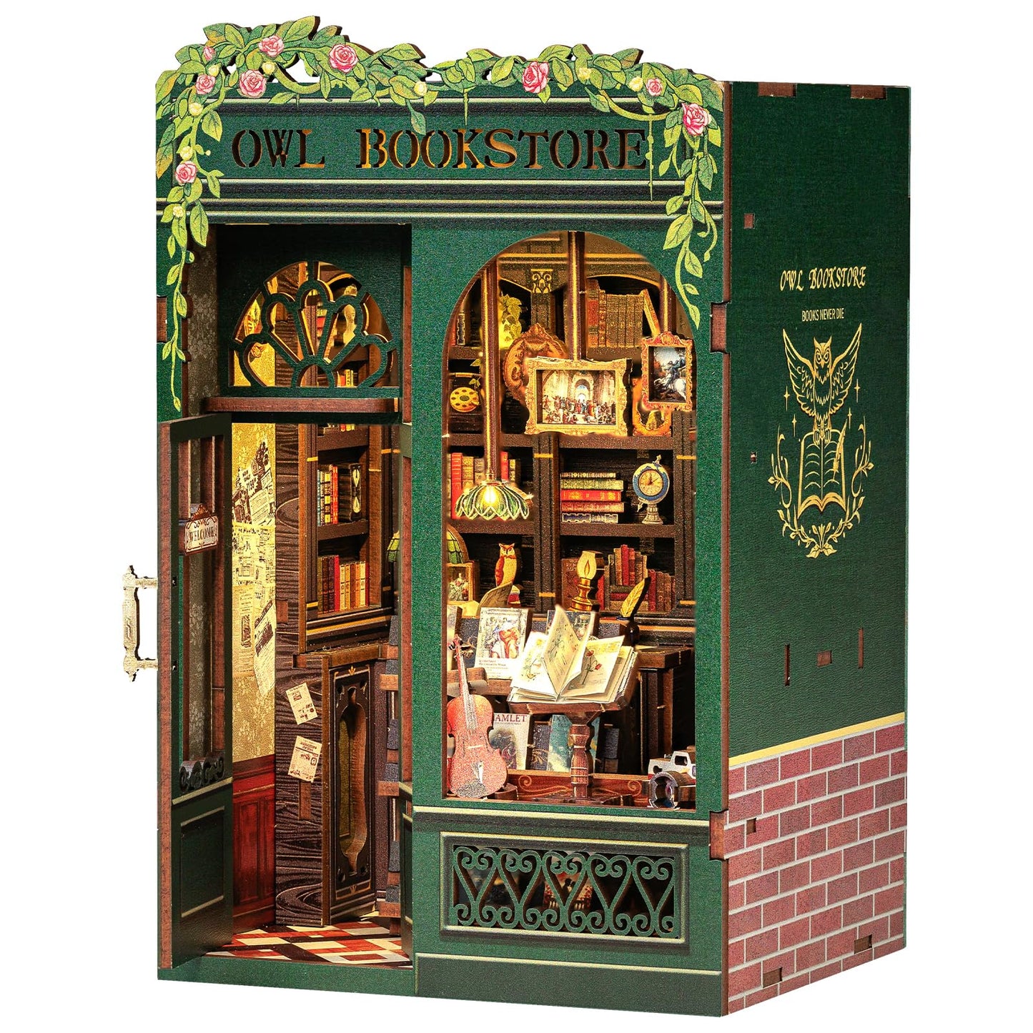 CUTEBEE Book Nook Kit – DIY Owl Bookstore Miniature for Beginners | Desk Decor