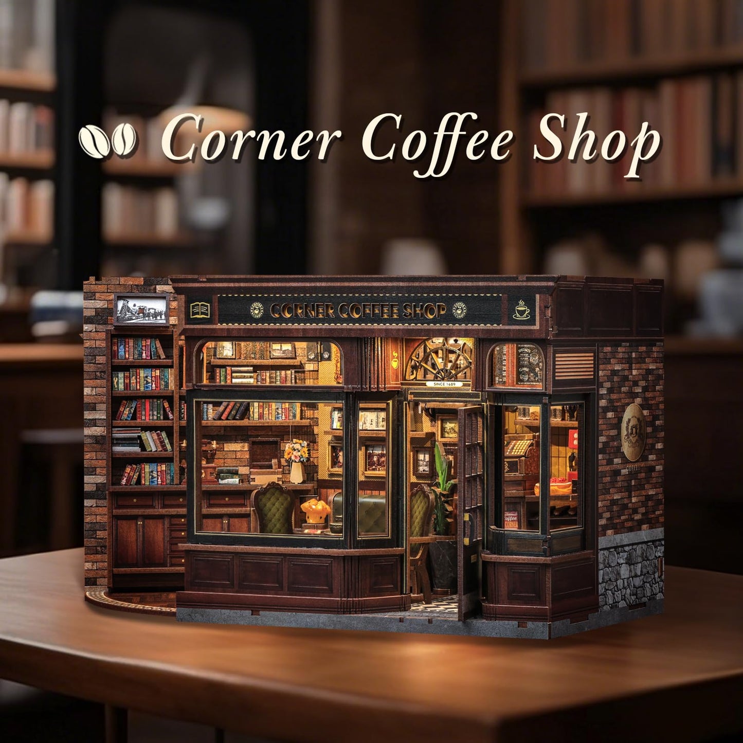 CUTEBEE Book Nook Kit | DIY Miniature Dollhouse with LED Bookend