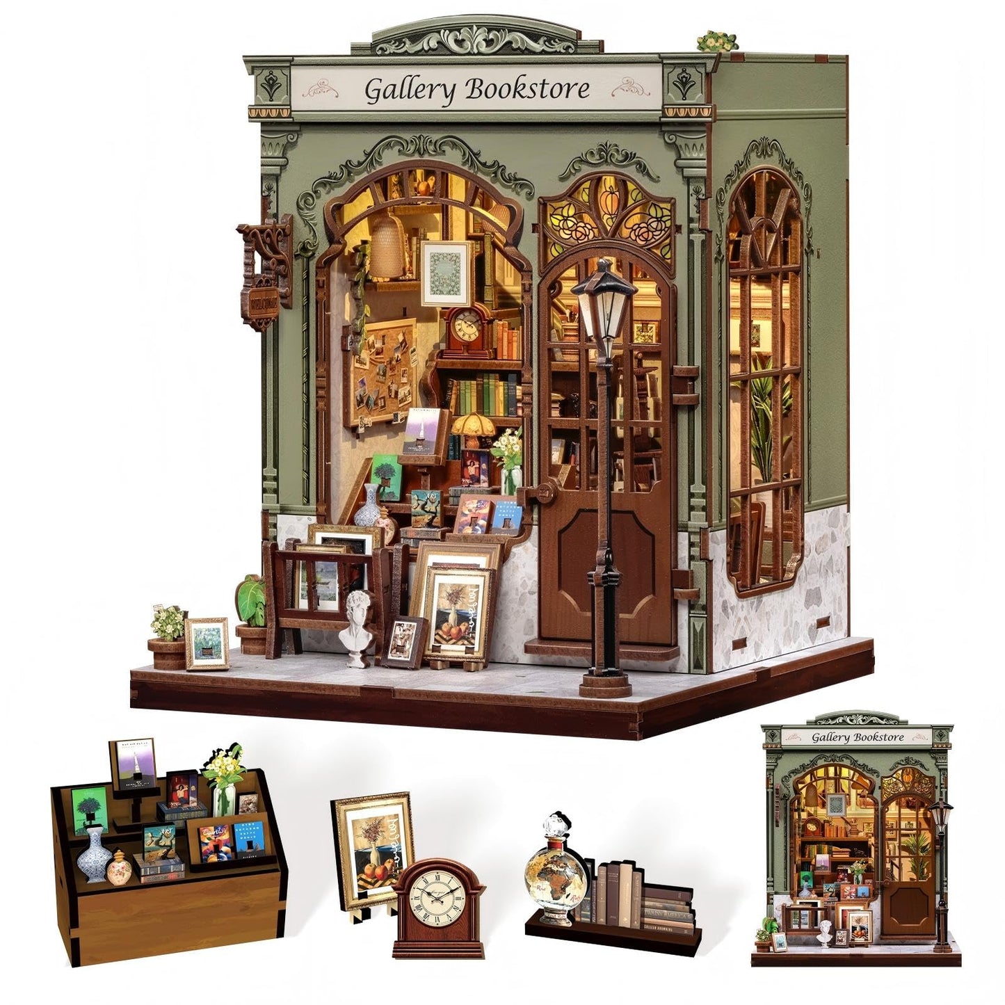 CUTEBEE Book Nook Kit – DIY Miniature House with LED, 3D Puzzle & Bookend
