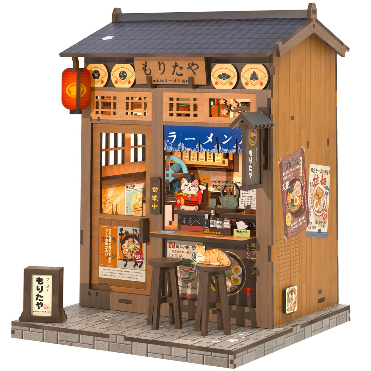 CUTEBEE Morita-Ya Book Nook Kit – DIY Japanese Miniature House for Shelves | 3D Wooden Puzzle
