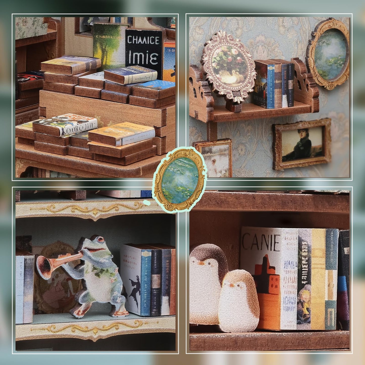 CUTEBEE Book Nook Kit – DIY Miniature Library for Shelves | 3D Wooden Puzzle