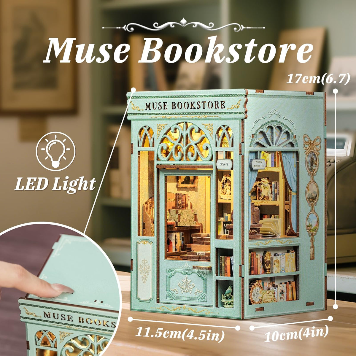 CUTEBEE Book Nook Kit – DIY Miniature Library for Shelves | 3D Wooden Puzzle