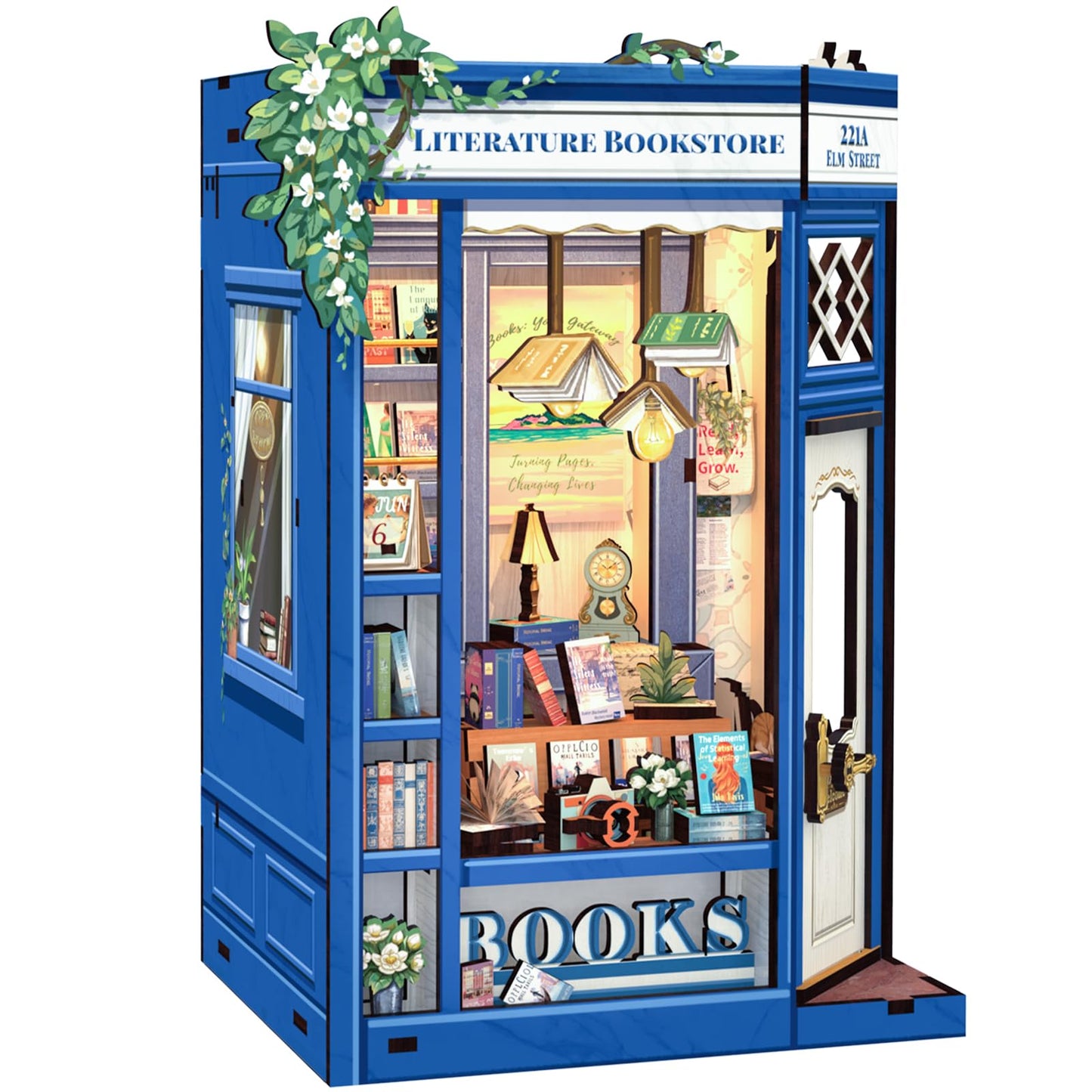 CUTEBEE DIY Book Nook Kit — Miniature House Kit with Sensor LED Light