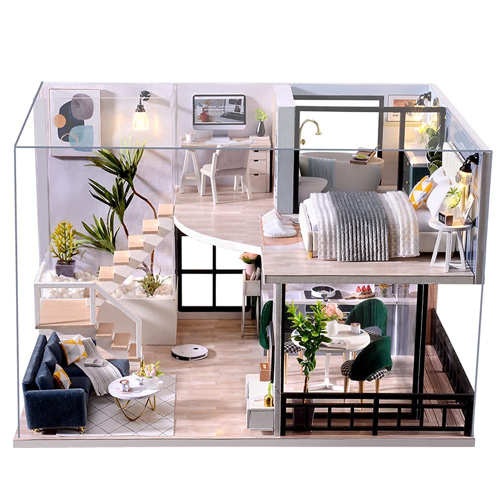 CUTEBEE DIY Dollhouse Miniature Kit with Furniture – Dust-Proof & Music Movement | Cozy Time Gift Idea