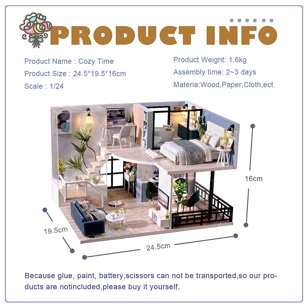 CUTEBEE DIY Dollhouse Miniature Kit with Furniture – Dust-Proof & Music Movement | Cozy Time Gift Idea