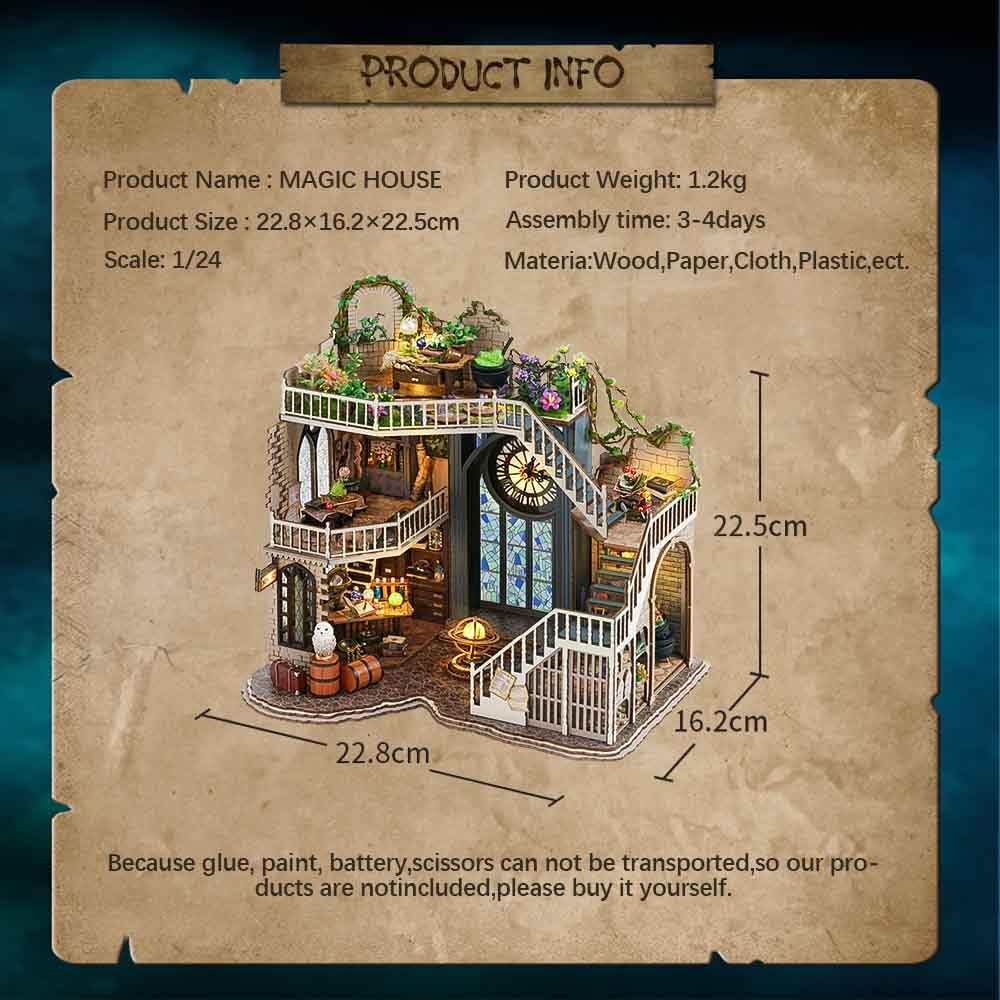 CUTEBEE DIY Dollhouse Kit | Miniature House, LED Lighting, Magic House