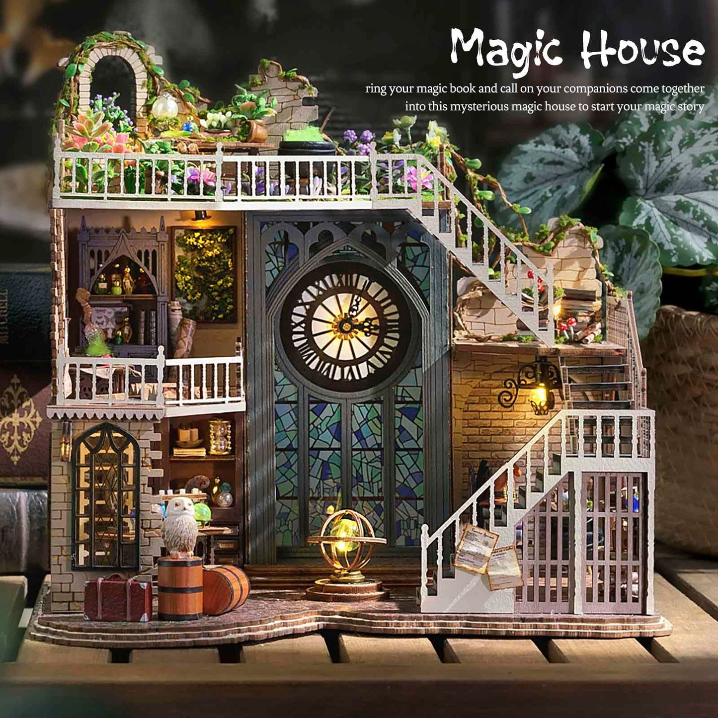 CUTEBEE DIY Dollhouse Kit | Miniature House, LED Lighting, Magic House