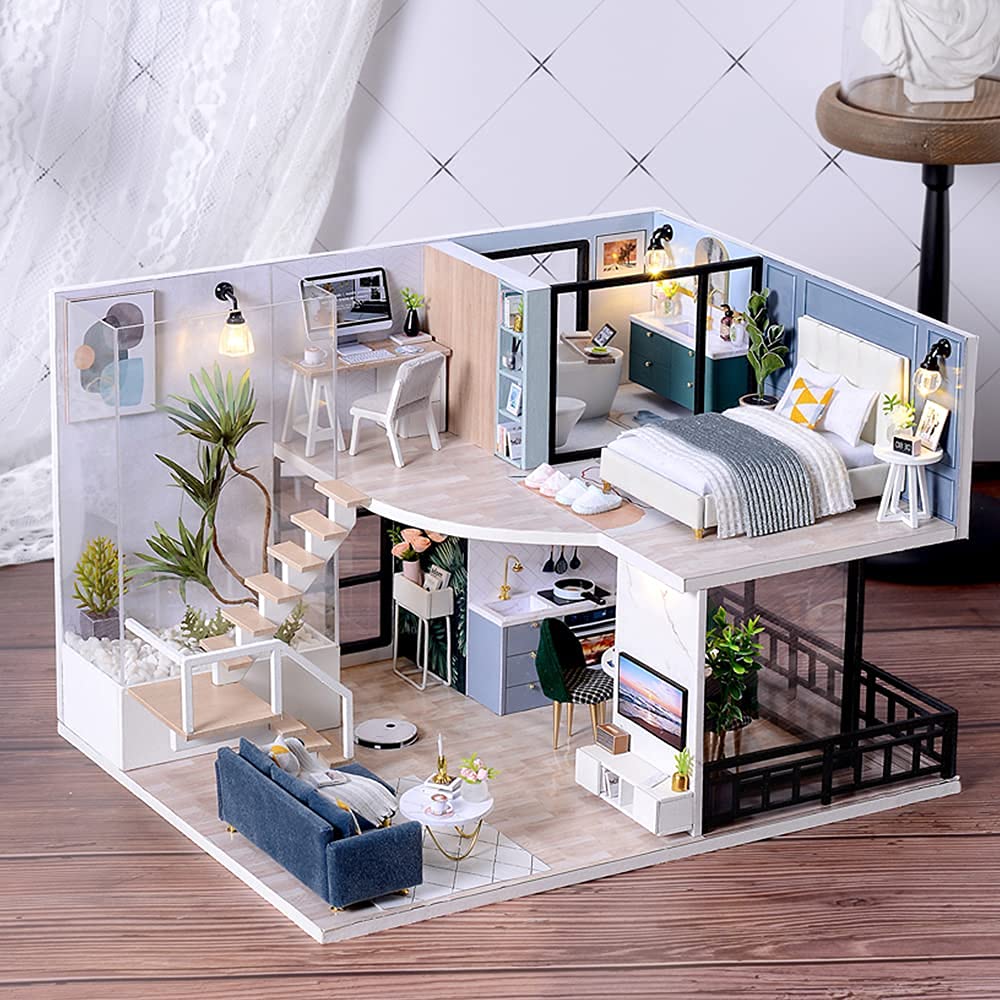CUTEBEE DIY Dollhouse Miniature Kit with Furniture – Dust-Proof & Music Movement | Cozy Time Gift Idea