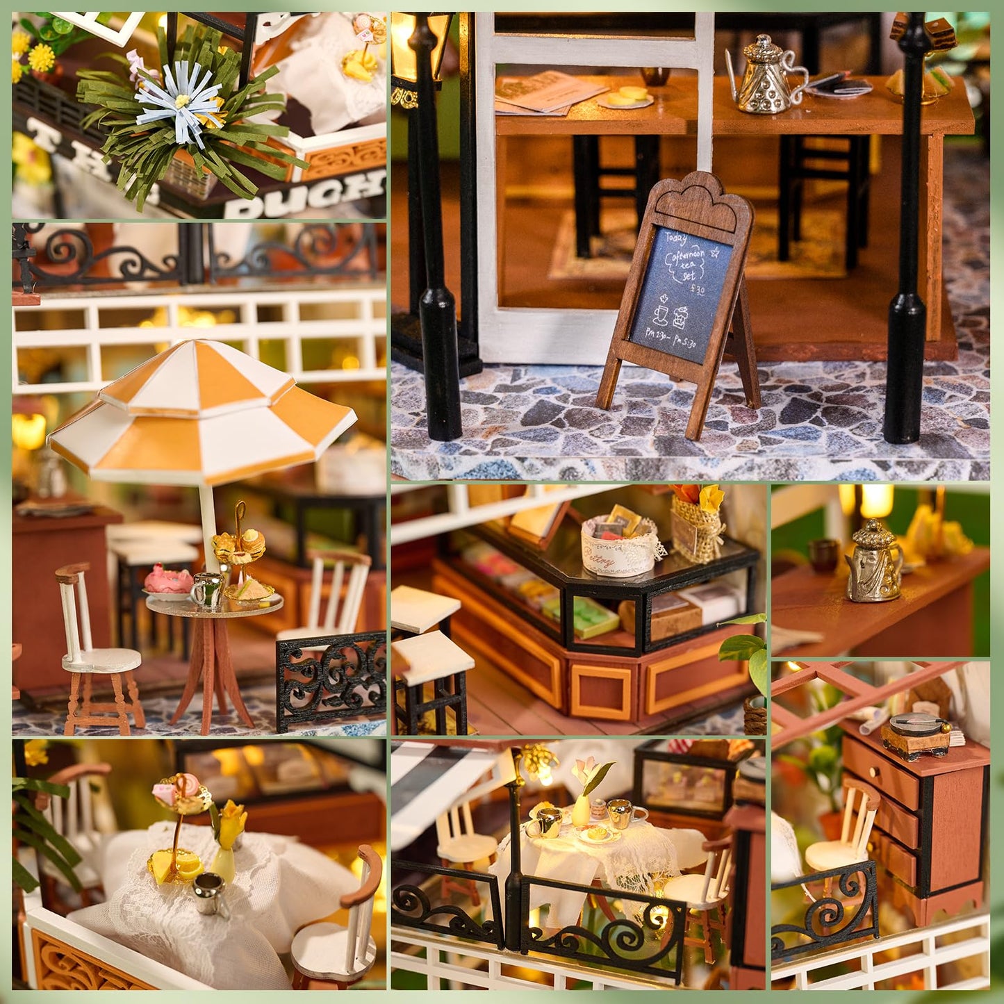 CUTEBEE Dollhouse Miniature with Furniture – The Duchess's Tea Room DIY Kit (Dust-Proof Display)