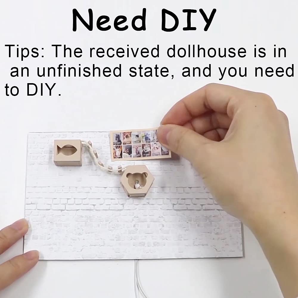 CUTEBEE Dollhouse Miniature Kit with Furniture — DIY Wooden Dollhouse, Dust-Proof Display
