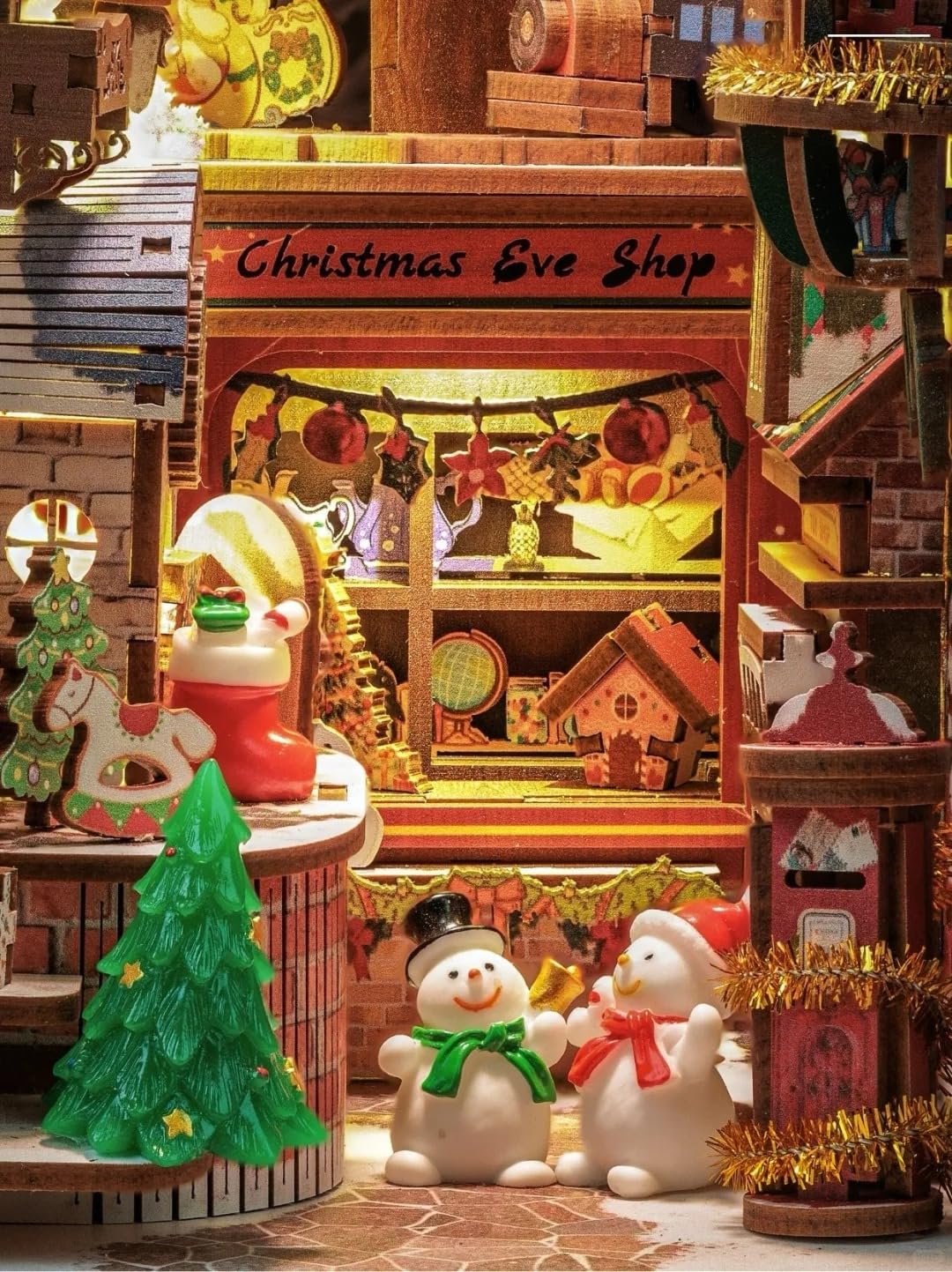 CUTEBEE Christmas Book Nook Kit – DIY Tiny House Dollhouse Puzzle for Adults & Teens