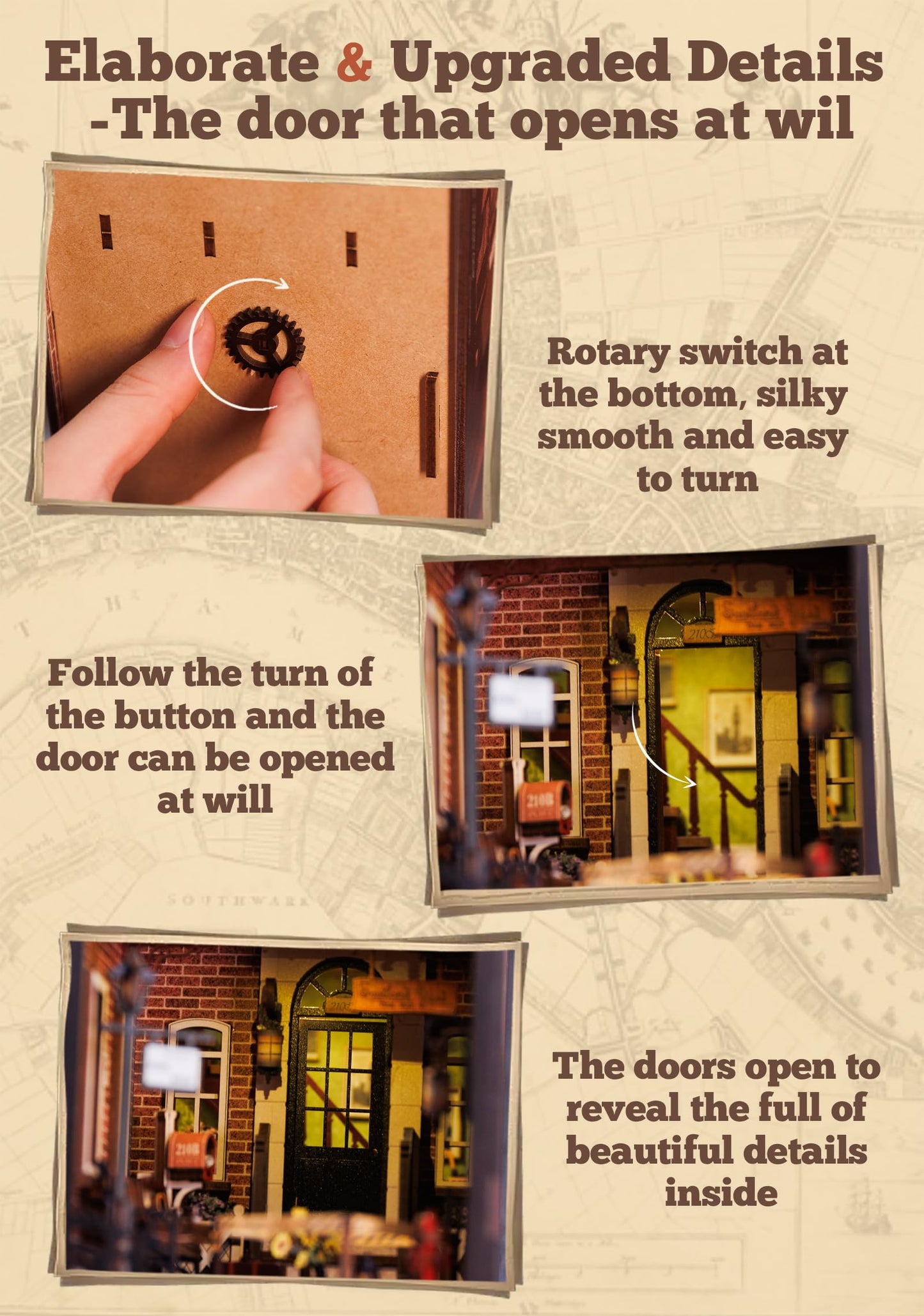 CUTEBEE Book Nook Kit – DIY Miniature Dollhouse with LED Light for Shelves