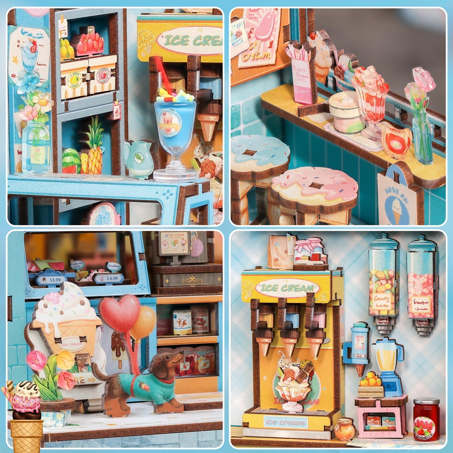CUTEBEE Book Nook Kit - Bella's Ice Cream Miniature for Bookshelves