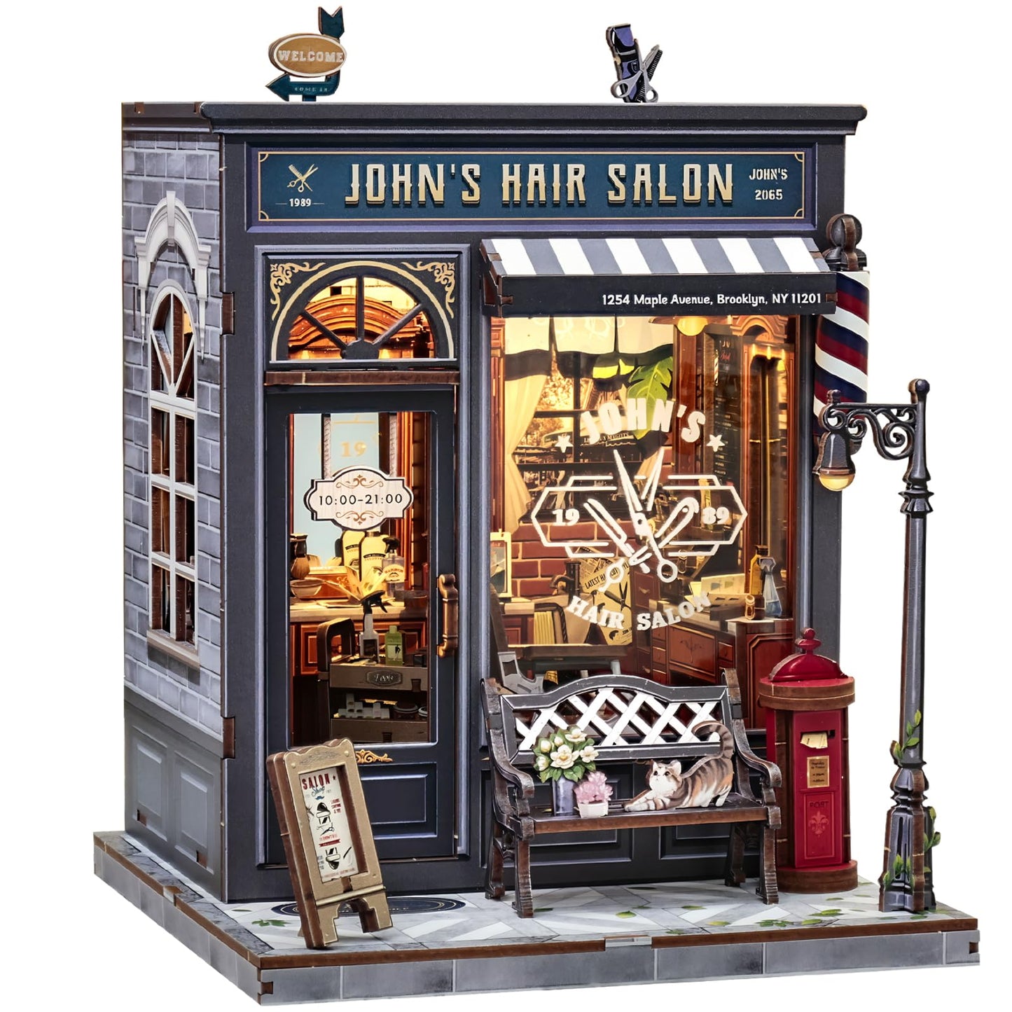 CUTEBEE Book Nook Kit – DIY Miniature Hair Salon Dollhouse (John's Hair Salon Edition)