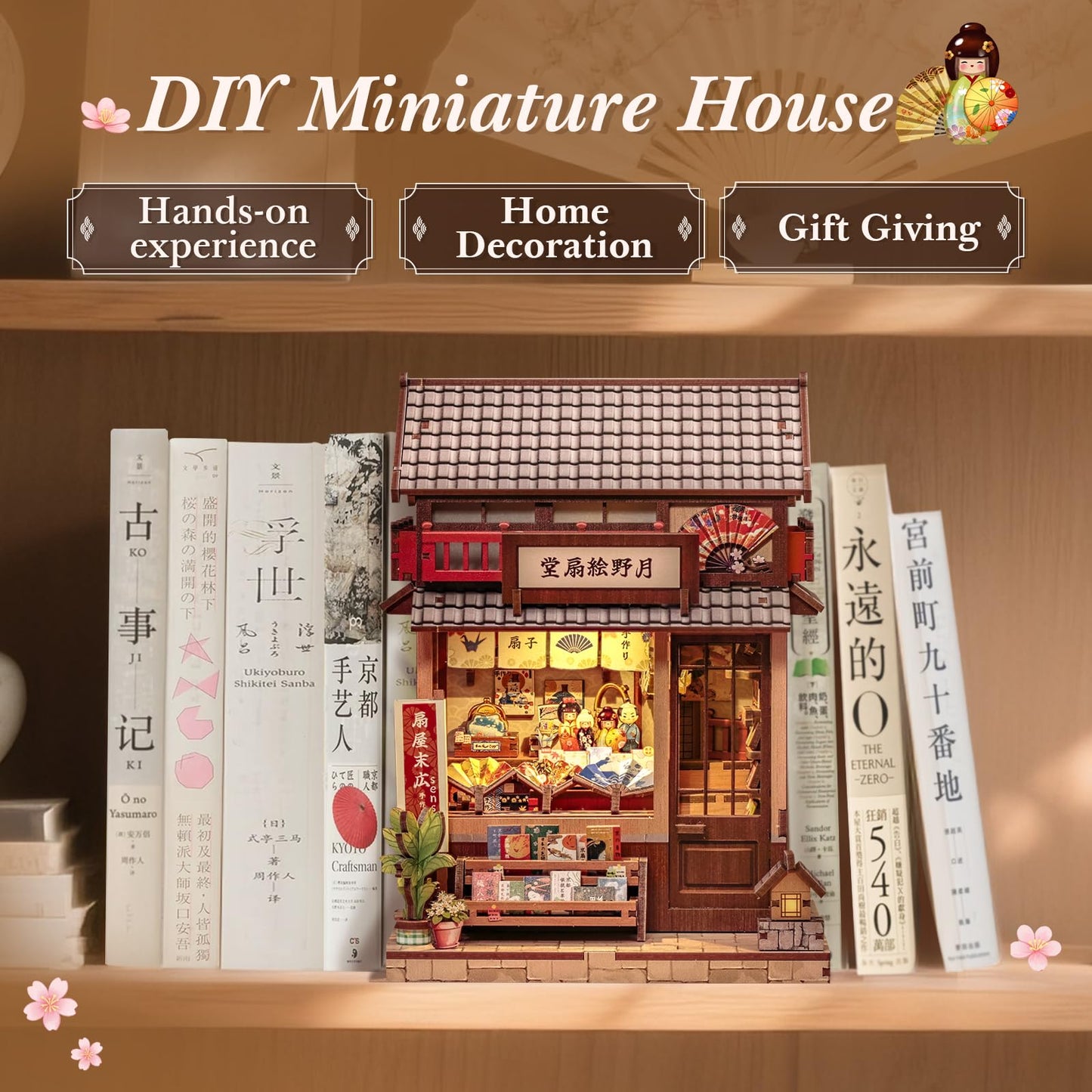 CUTEBEE Book Nook Kit – Tsukino Eogi-dou Japanese Fan Shop Miniature House