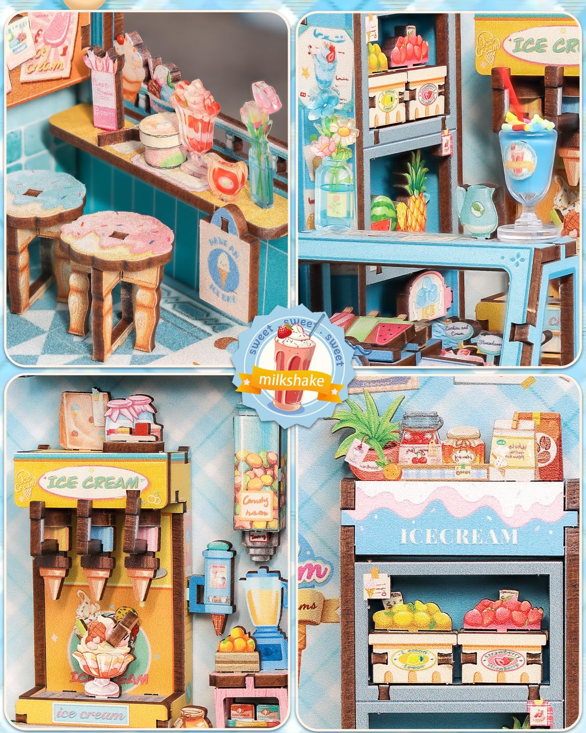 CUTEBEE Book Nook Kit – DIY Miniature Dollhouse for Bookshelves with LED Lighting
