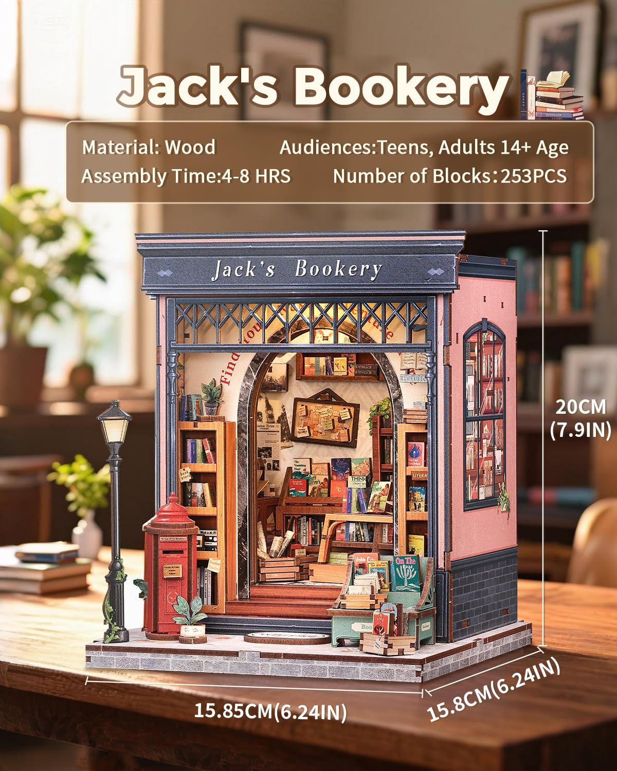 CUTEBEE Book Nook Kit - DIY Miniature Dollhouse with Sensor LED Lighting for Adults & Teens