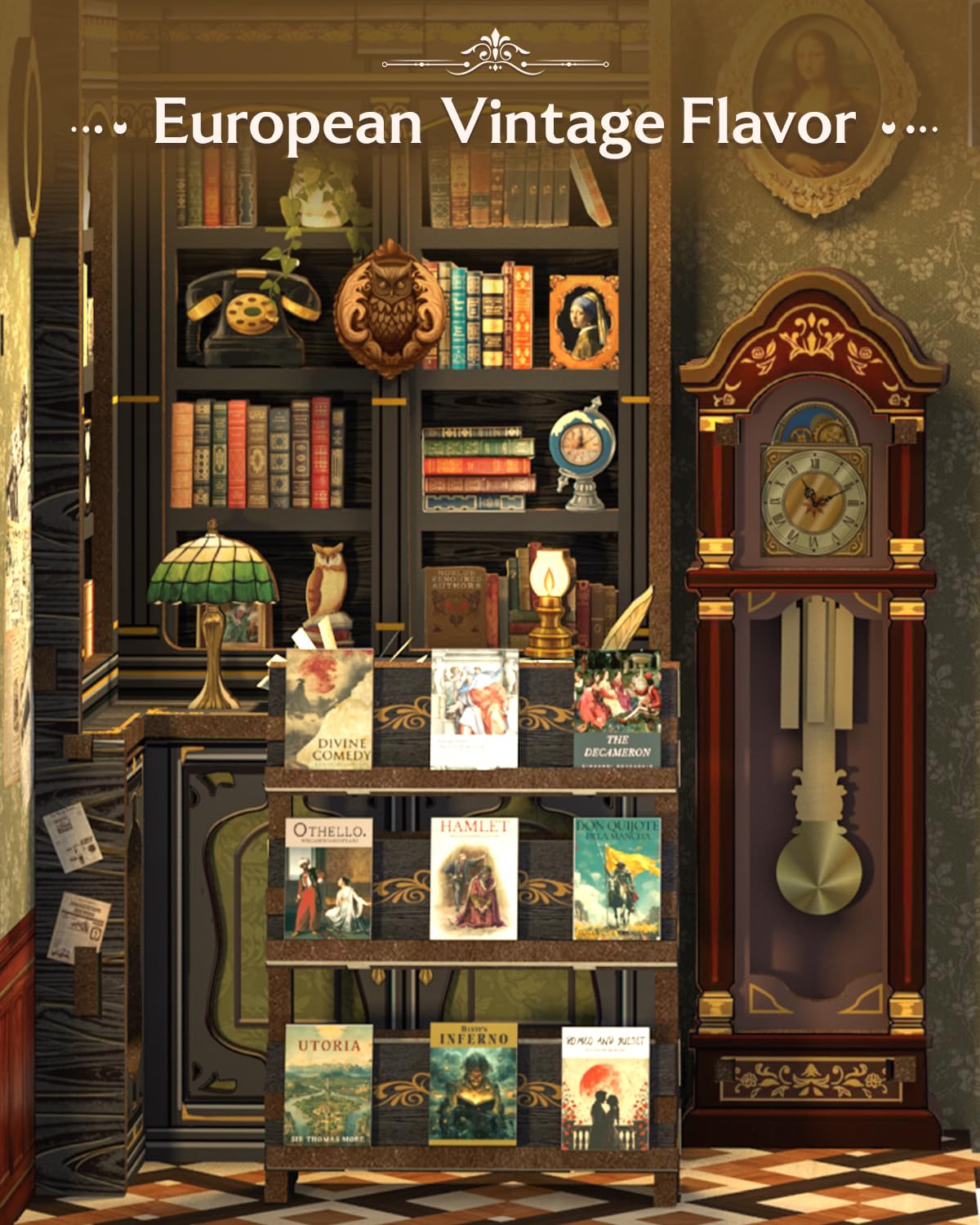 CUTEBEE Owl Bookstore Book Nook Kit – DIY LED Miniature House