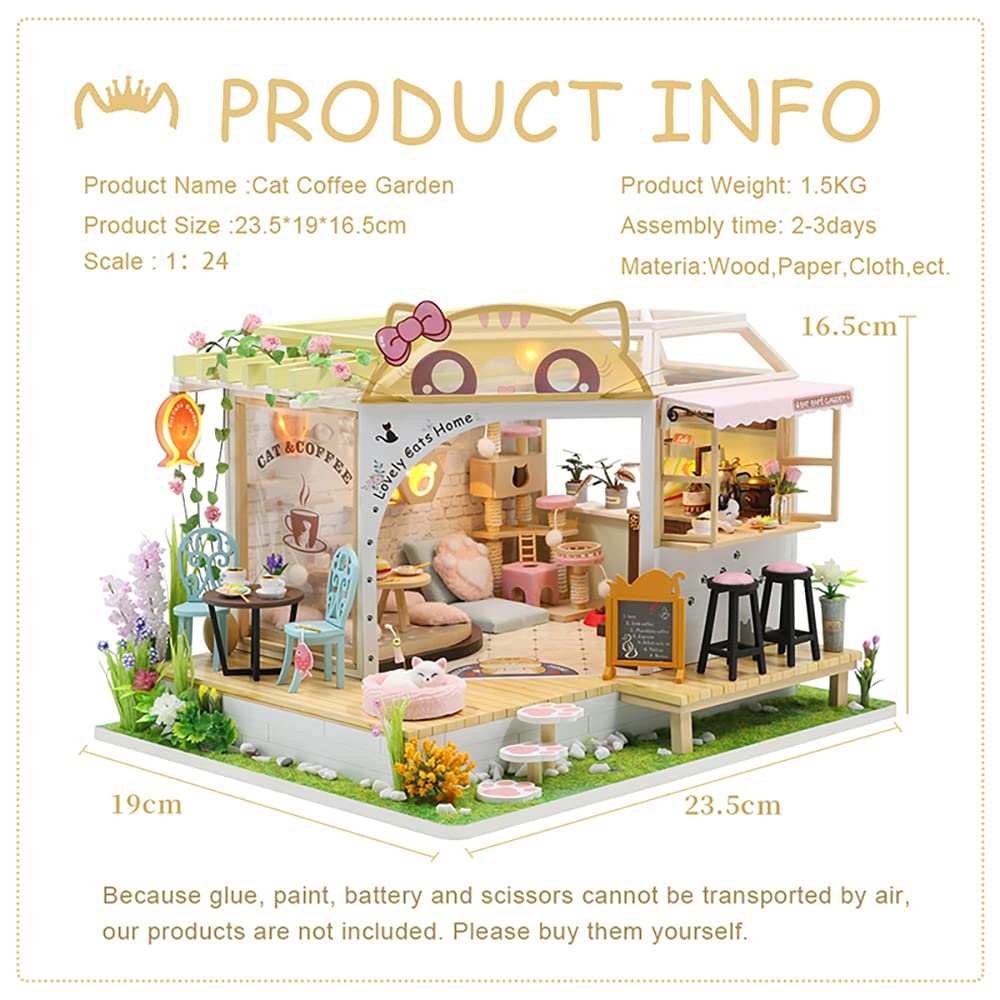 CUTEBEE Dollhouse Miniature Kit with Furniture — DIY Wooden Dollhouse, Dust-Proof Display