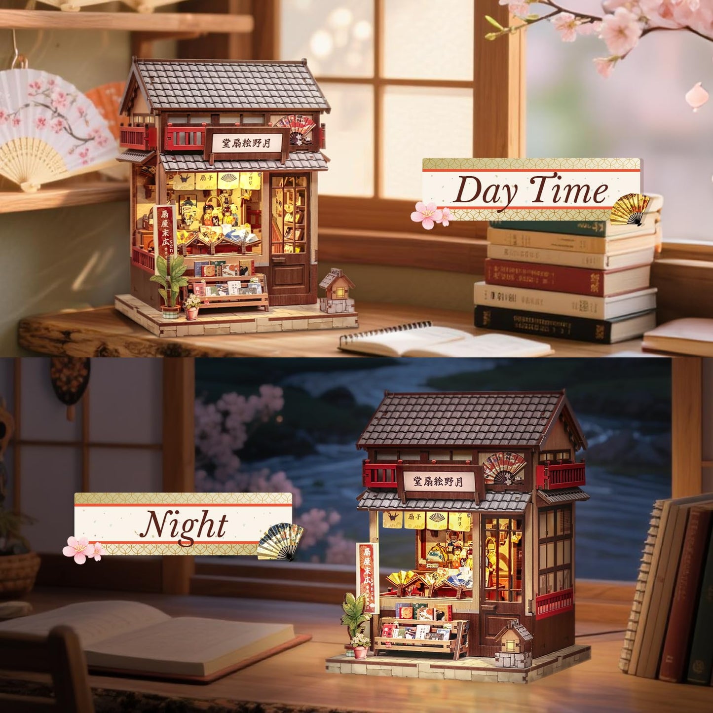 CUTEBEE Book Nook Kit – Tsukino Eogi-dou Japanese Fan Shop Miniature House
