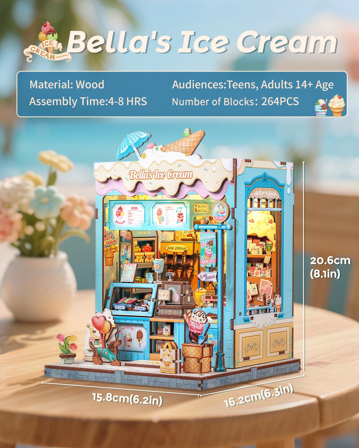 CUTEBEE Book Nook Kit – DIY Miniature Dollhouse for Bookshelves with LED Lighting