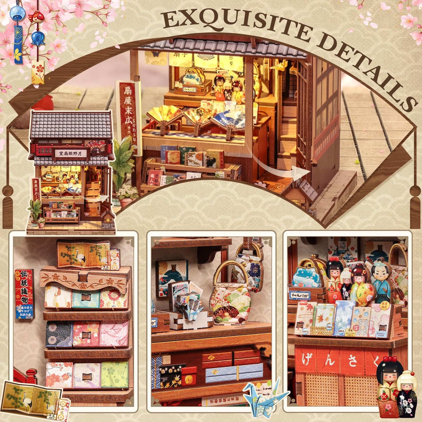 CUTEBEE Book Nook Kit – Tsukino Eogi-dou Japanese Fan Shop Miniature House