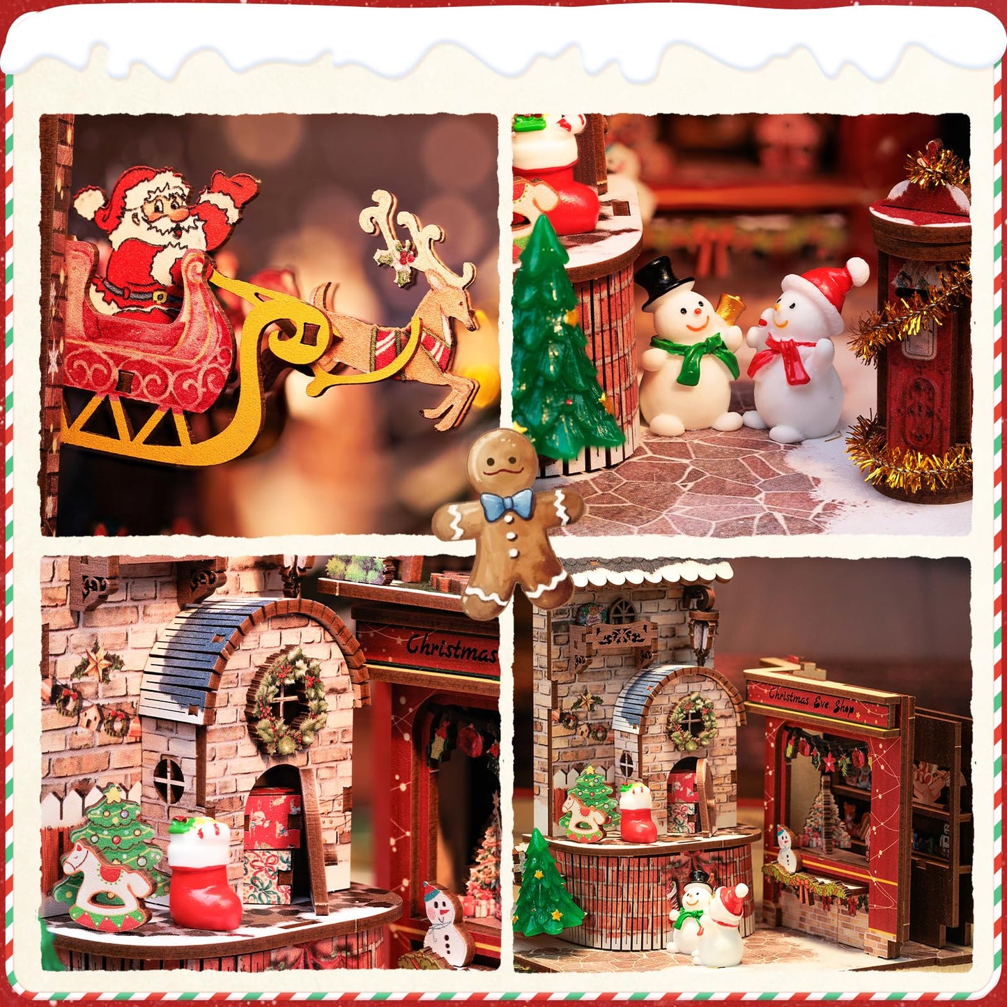 CUTEBEE Christmas Book Nook Kit – DIY Tiny House Dollhouse Puzzle for Adults & Teens