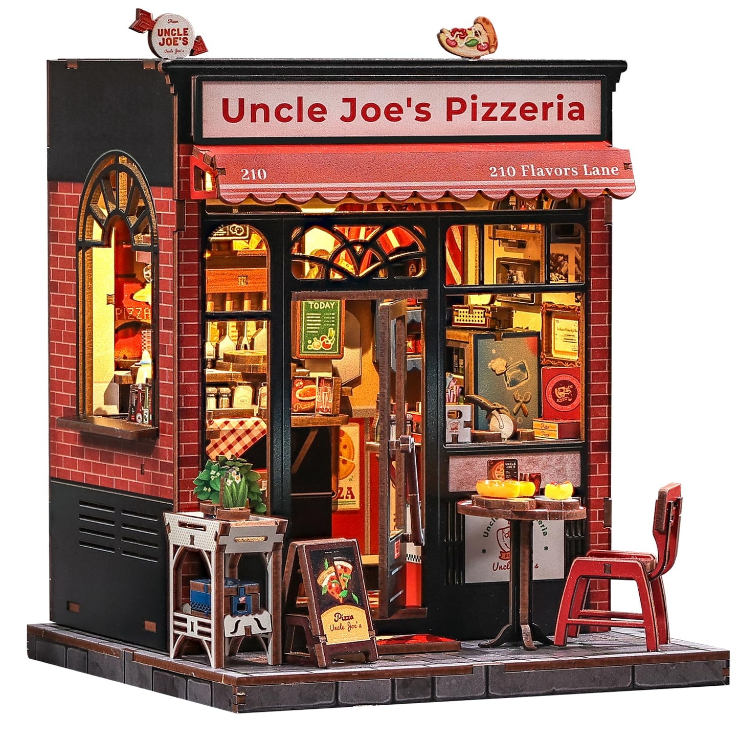 CUTEBEE Book Nook Kit - Uncle Joe's Pizzeria DIY Miniature House for Adults & Teens