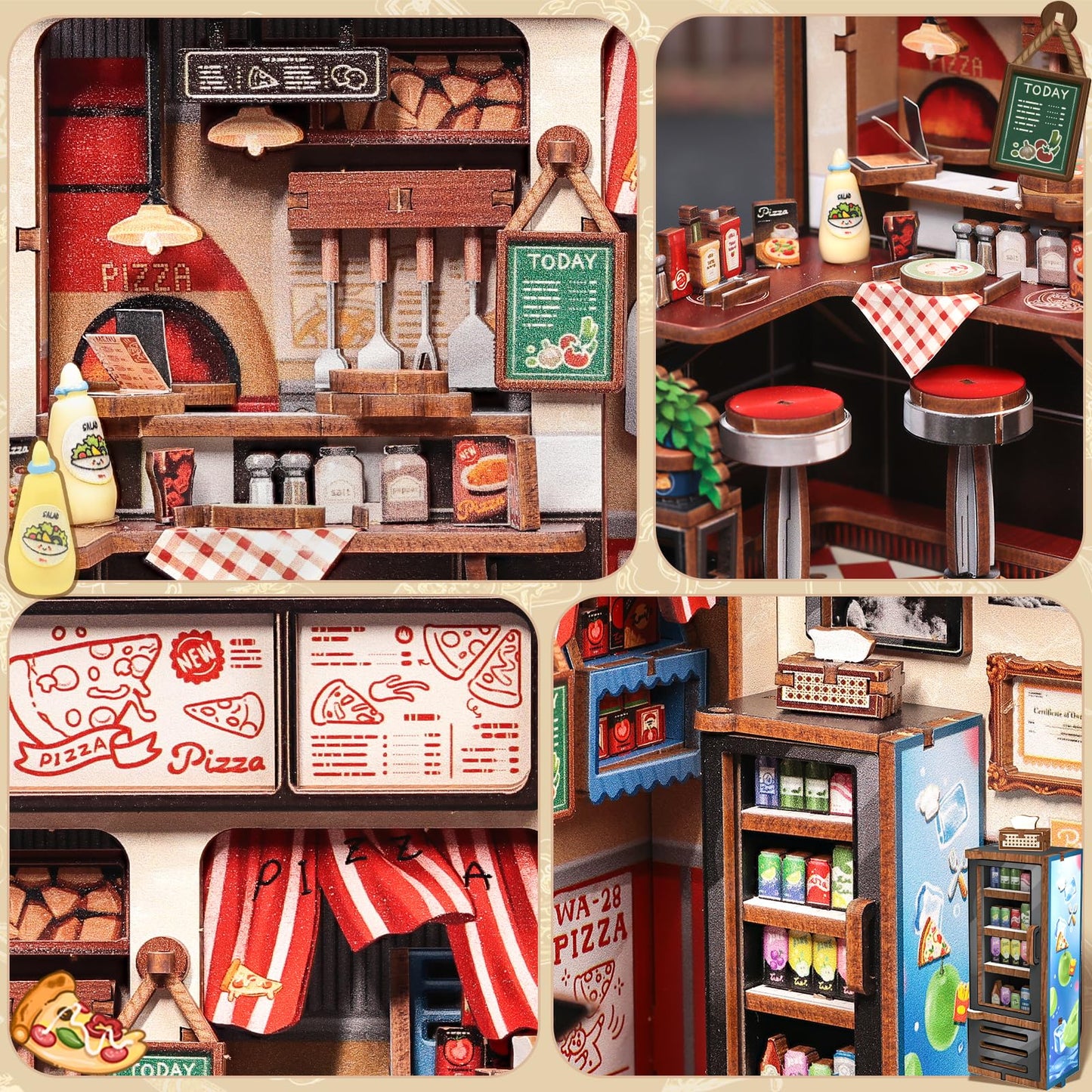 CUTEBEE Book Nook Kit - Uncle Joe's Pizzeria DIY Miniature House for Adults & Teens