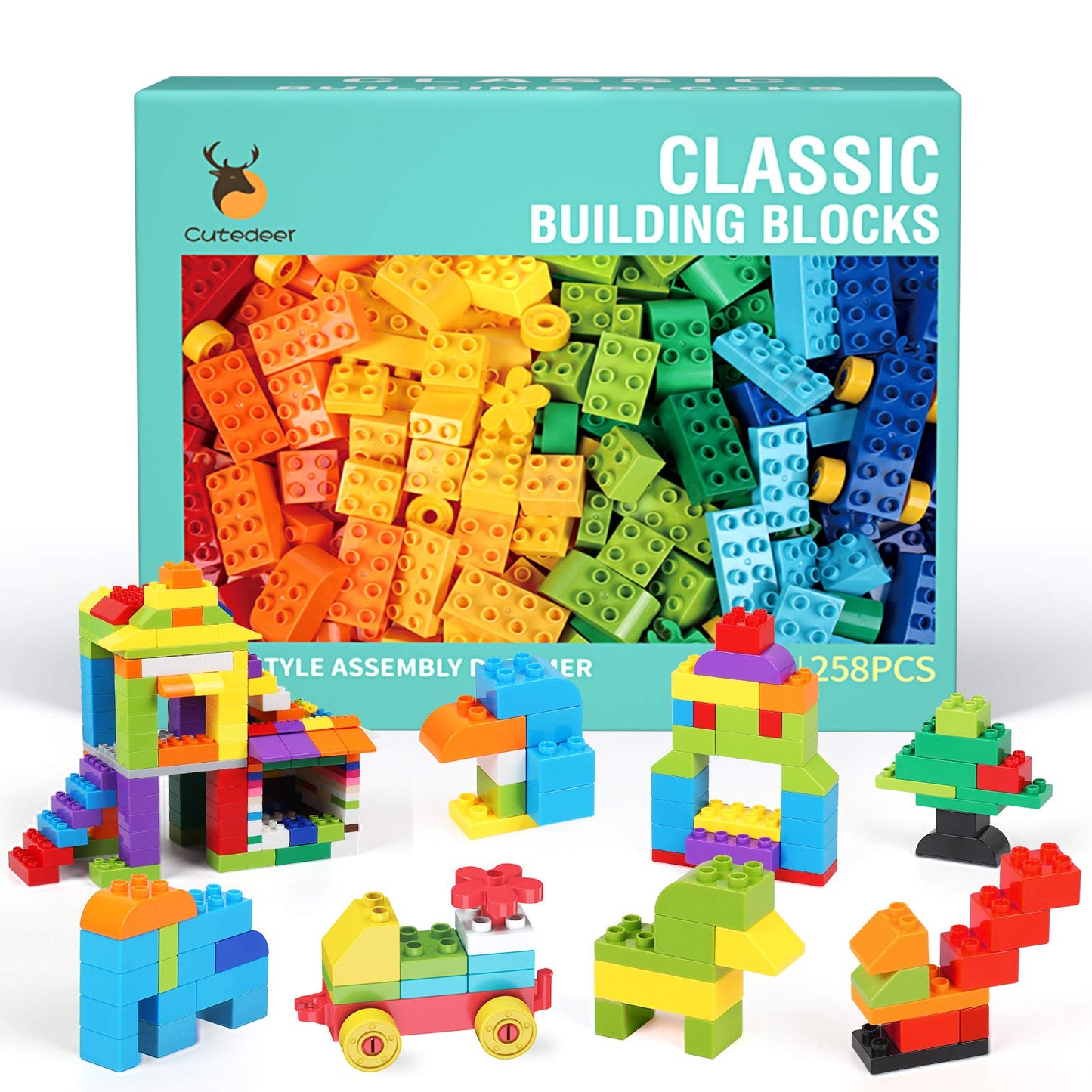 Cutedeer 258-Piece Classic Big Building Blocks Set – Compatible with All Major Brands | STEM Toys for Kids