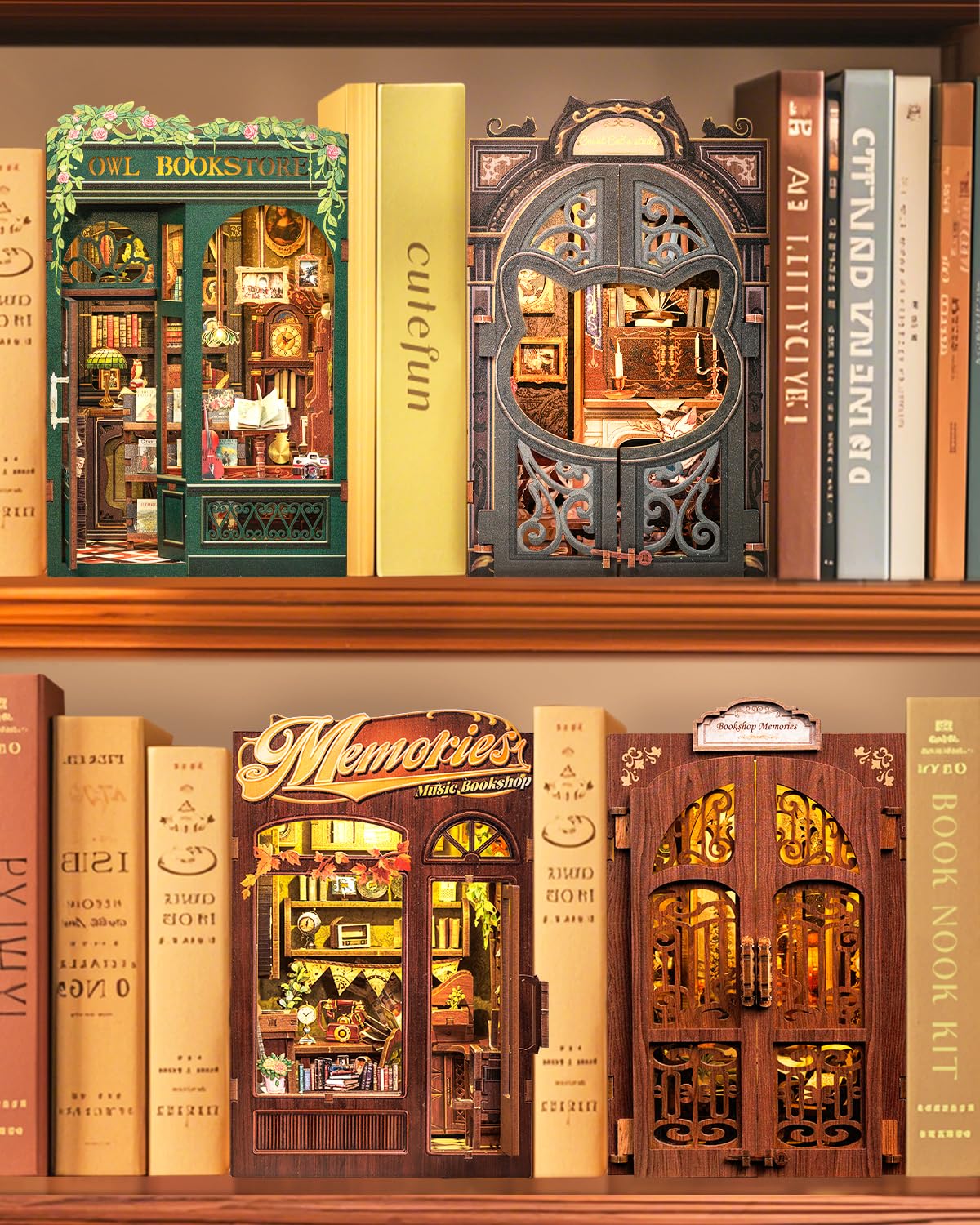 Cutefun Book Nook Kit - DIY Miniature House for Bookshelves and Book Lovers