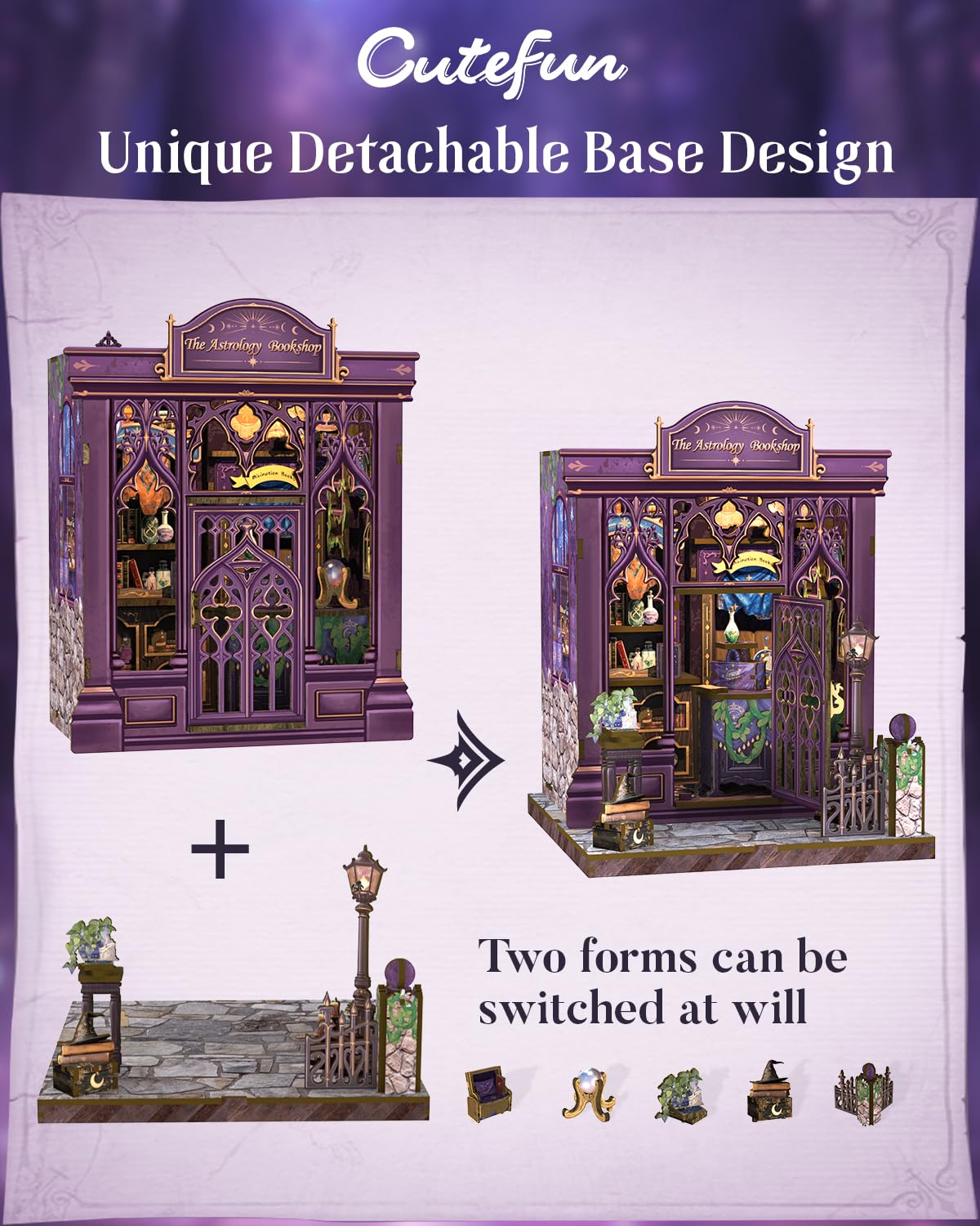 Cutefun Book Nook Kit — DIY Astrology Bookshop with LED Light