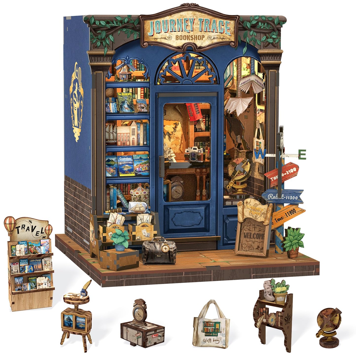 Cutefun Book Nook Kit – DIY Miniature Dollhouse with LED Light | Journey Trace Bookshop