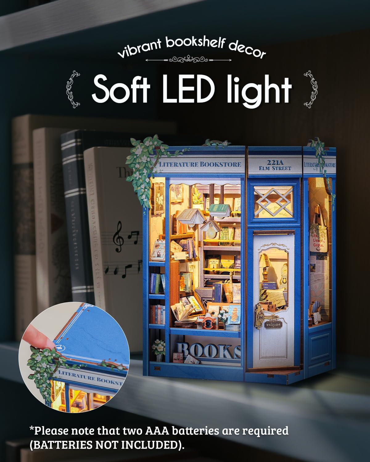 Cutefun Book Nook Kit – DIY Miniature Library with LED Bookshelf