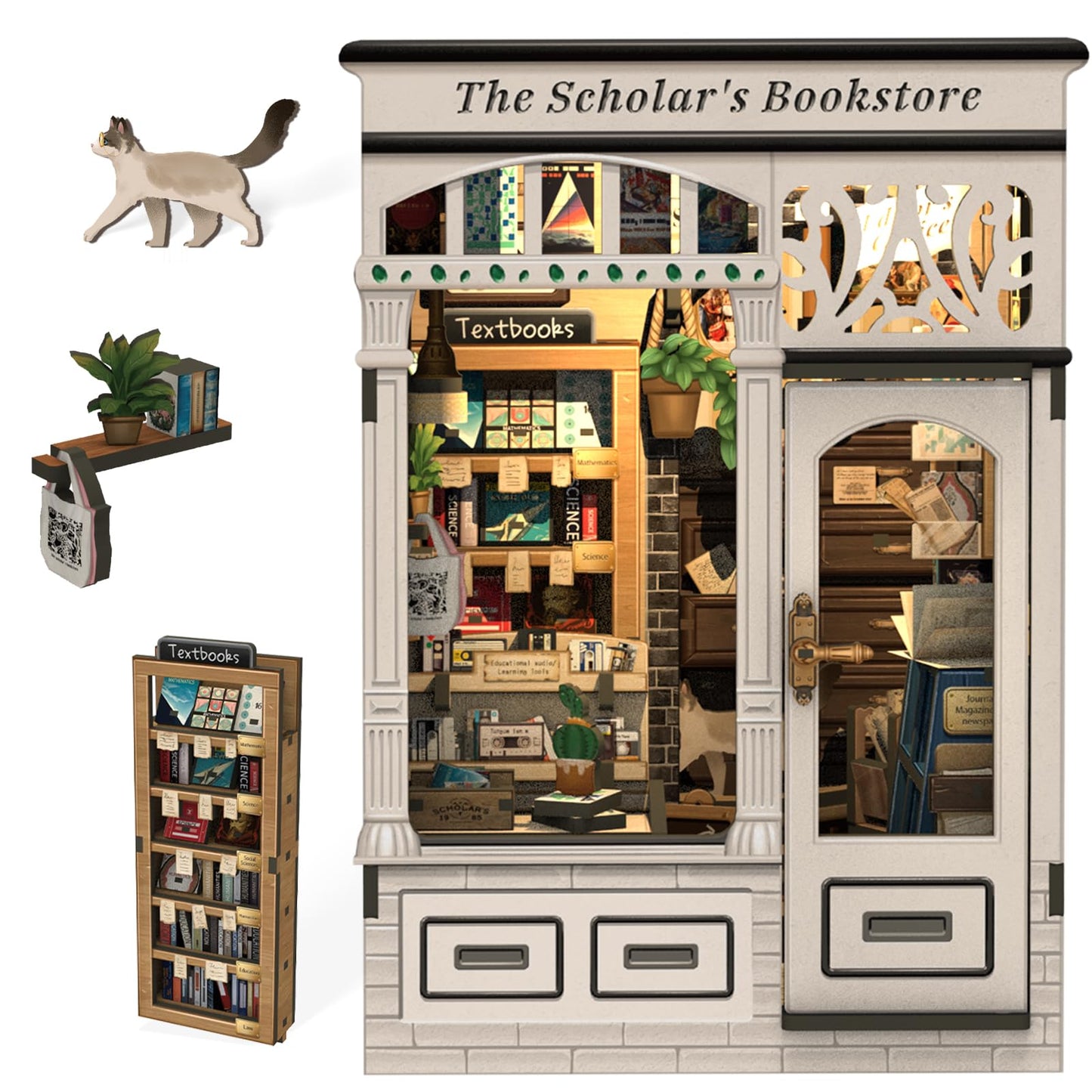 Cutefun Book Nook Kit – DIY Miniature Library Dollhouse with LED Light