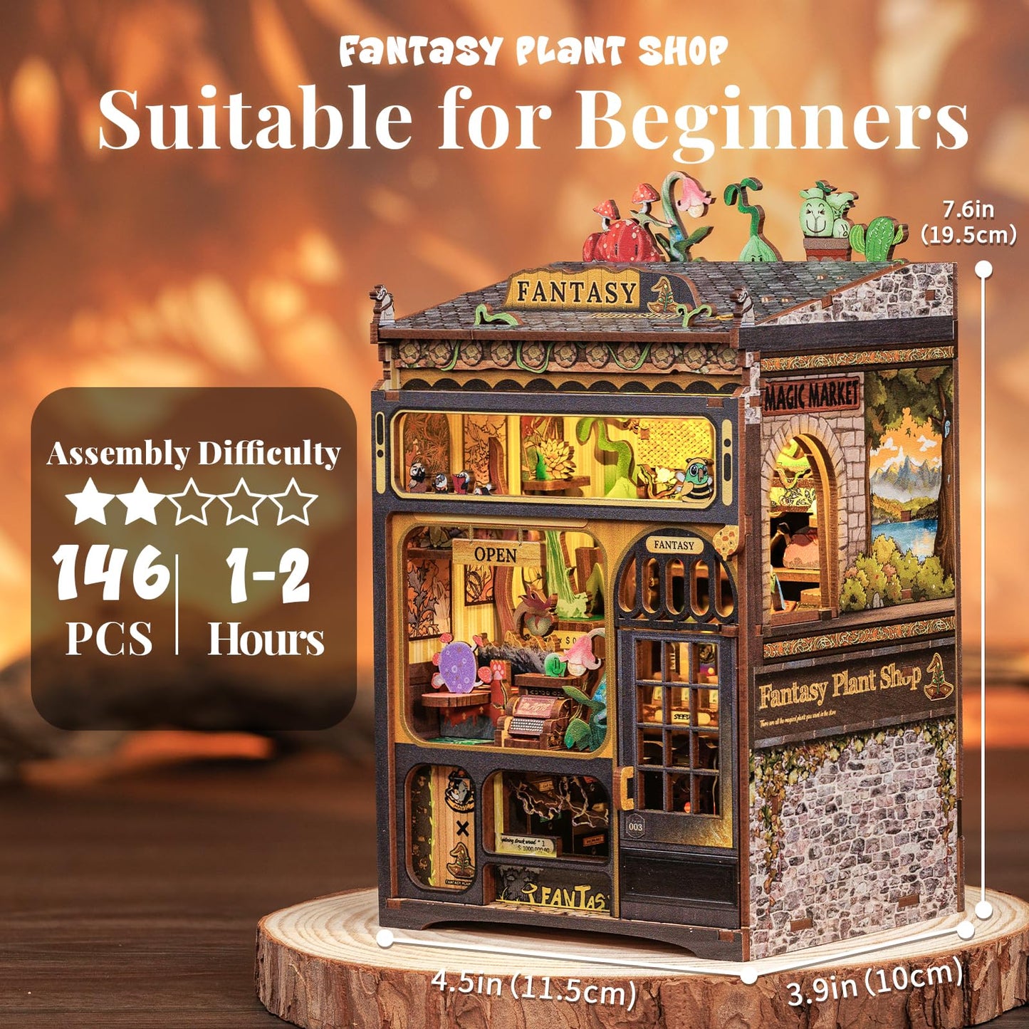 Cutefun Book Nook Kit — DIY Wooden Miniature House for Bookshelf Decor