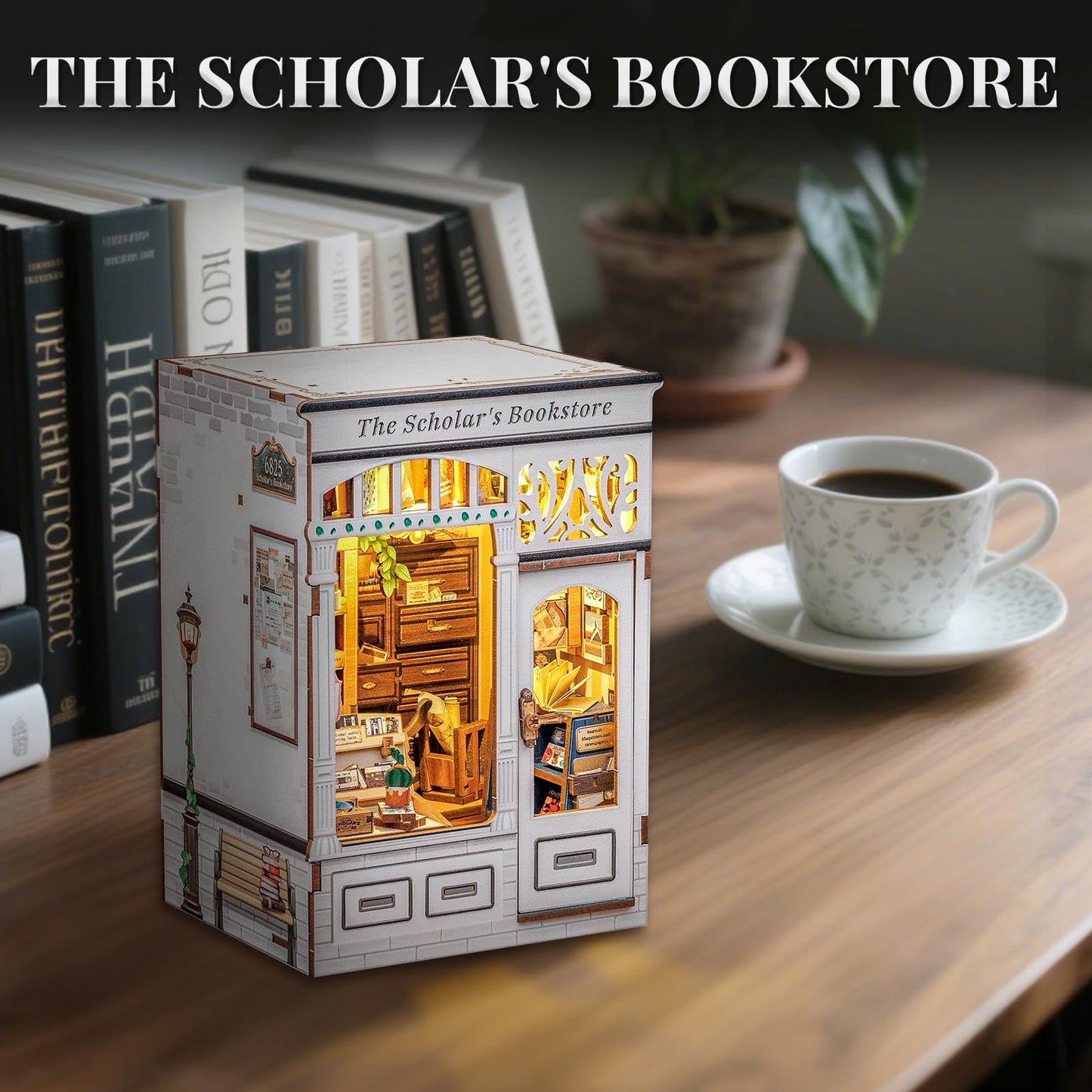 Cutefun Book Nook Kit – DIY Miniature Library Dollhouse with LED Light