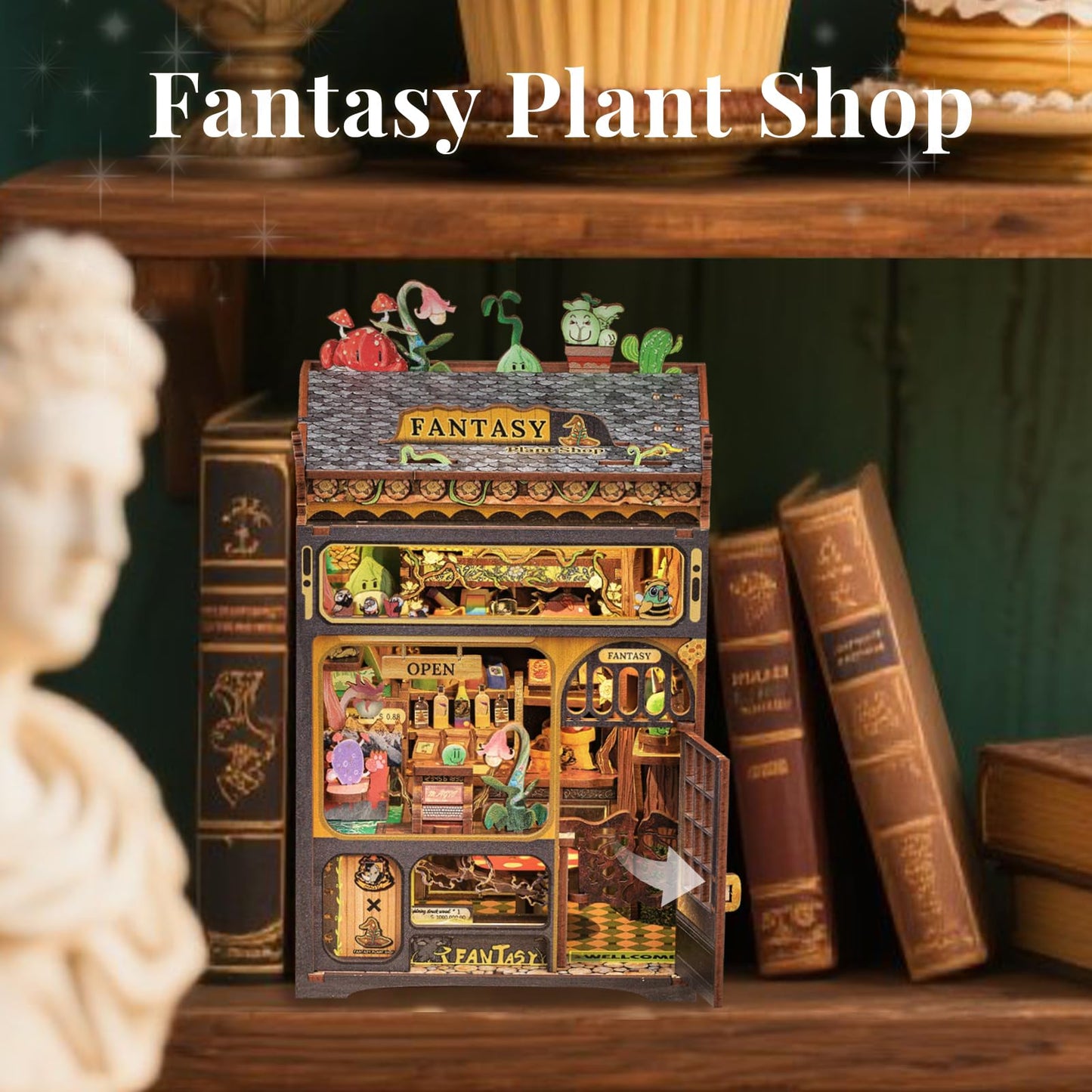 Cutefun Book Nook Kit — DIY Wooden Miniature House for Bookshelf Decor