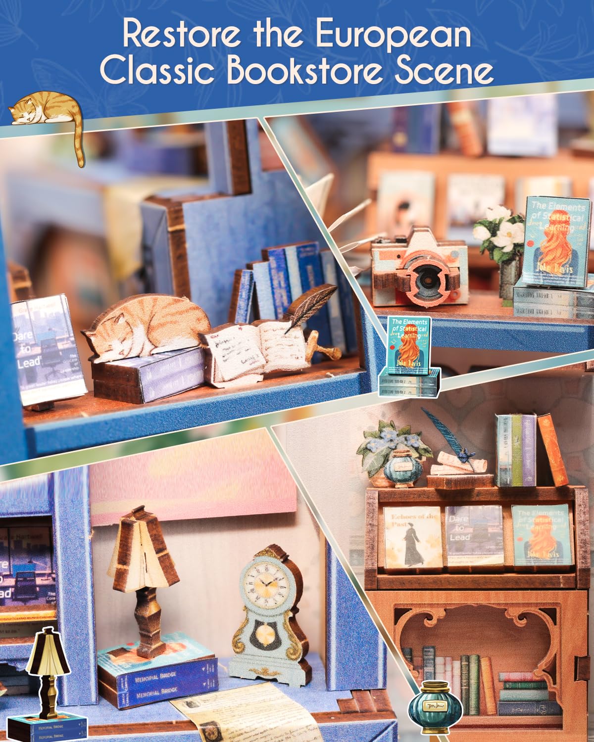Cutefun Book Nook Kit – DIY Miniature Library with LED Bookshelf