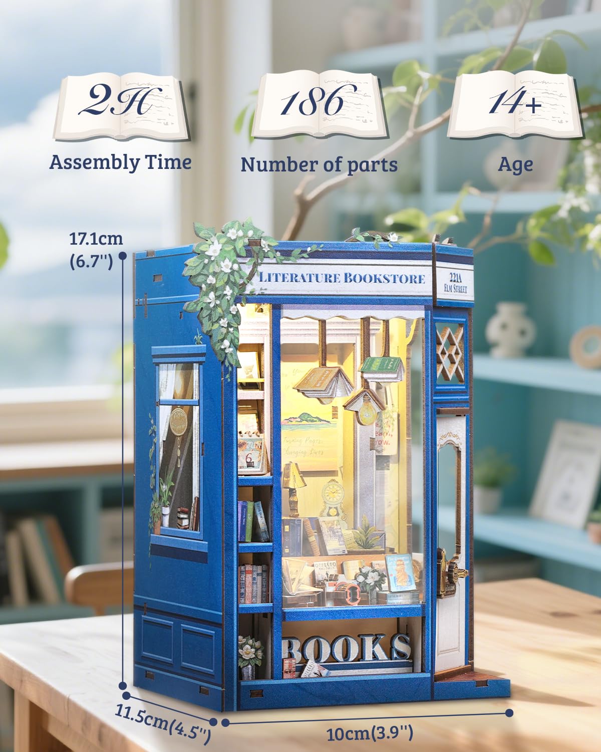 Cutefun Book Nook Kit – DIY Miniature Library with LED Bookshelf