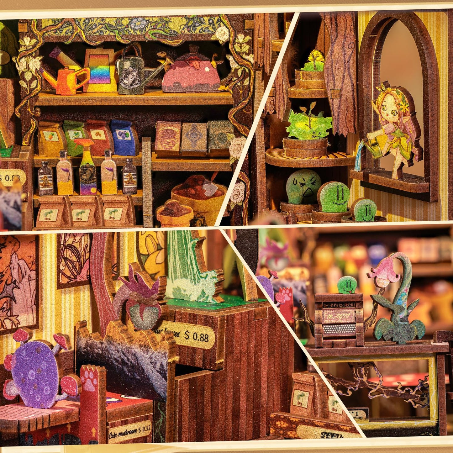 Cutefun Book Nook Kit — DIY Wooden Miniature House for Bookshelf Decor