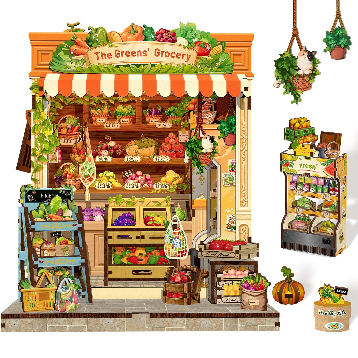Cutefun Book Nook Kit - DIY Miniature Dollhouse with LED Bookshelf Insert | The Greens' Grocery